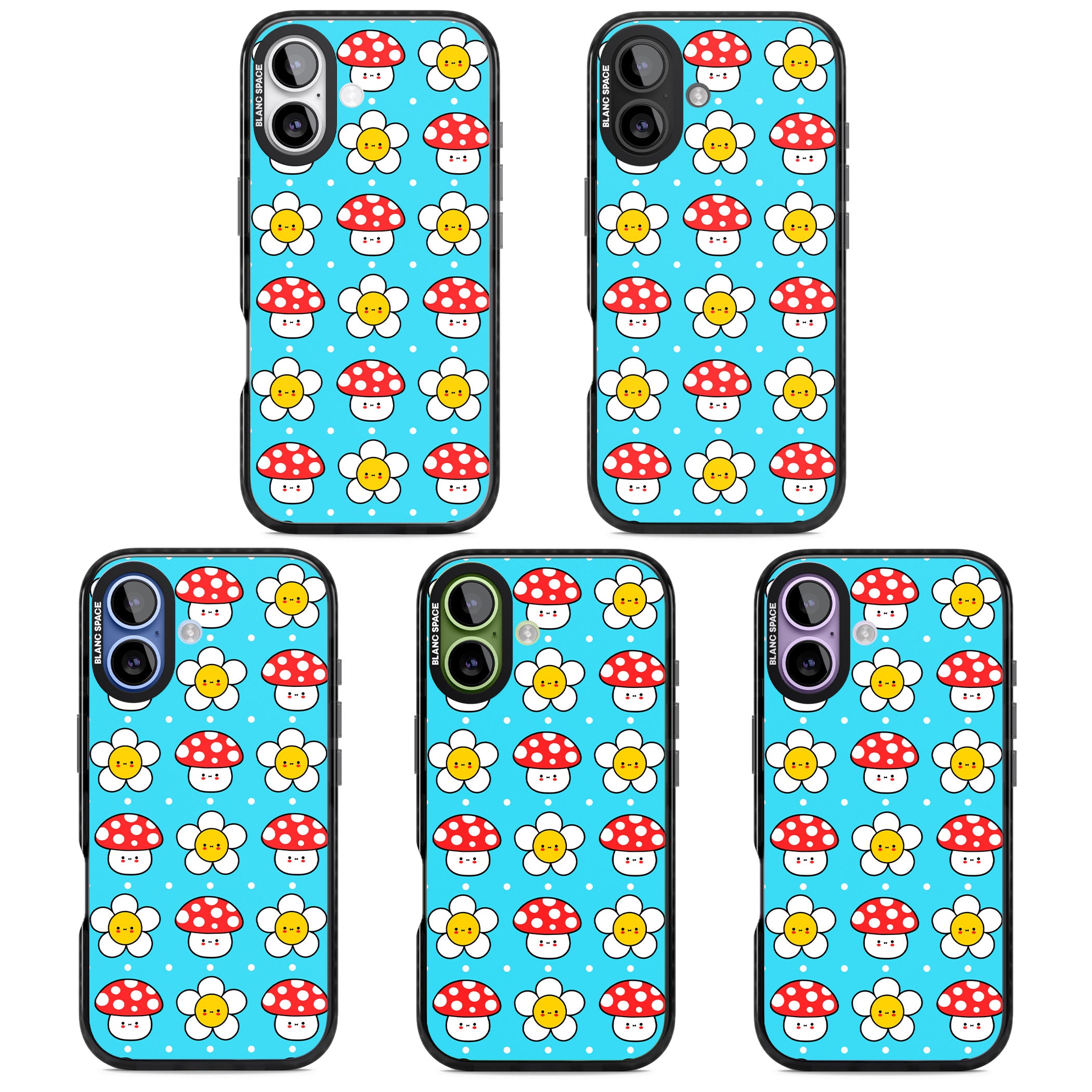 Shroom Bunnies Kawaii Pattern iPhone 17 Impact Pro Black Phone Case APT Impact Protection