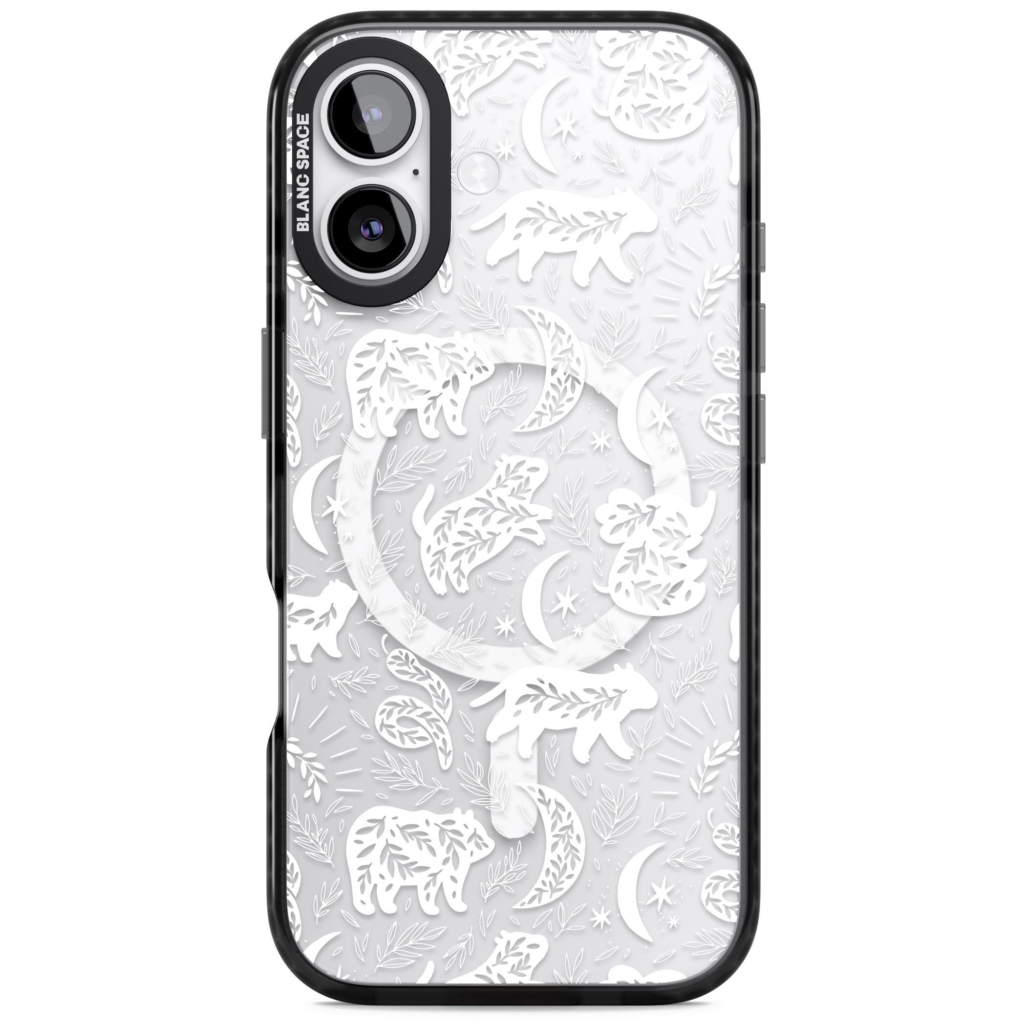 Forest Animal Silhouettes: White/Clear iPhone 17 Impact Pro Black Phone Case