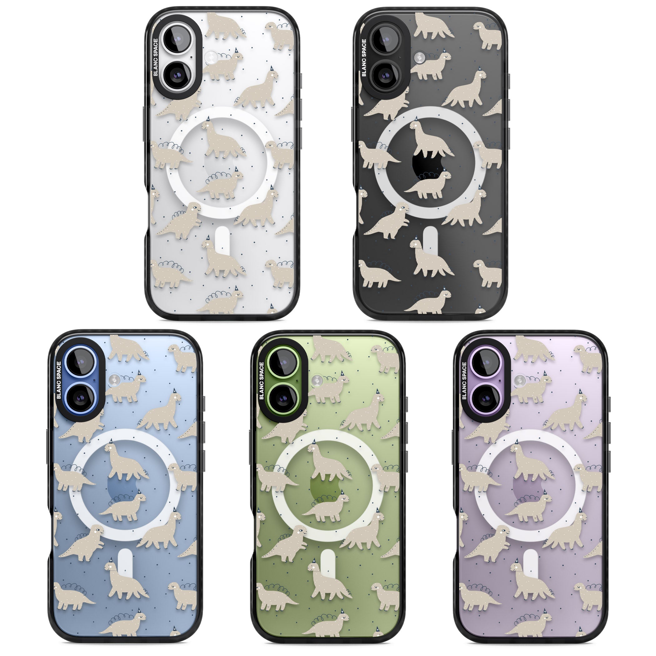 Adorable Dino Pattern iPhone 17 Impact Pro Black Phone Case APT Impact Protection