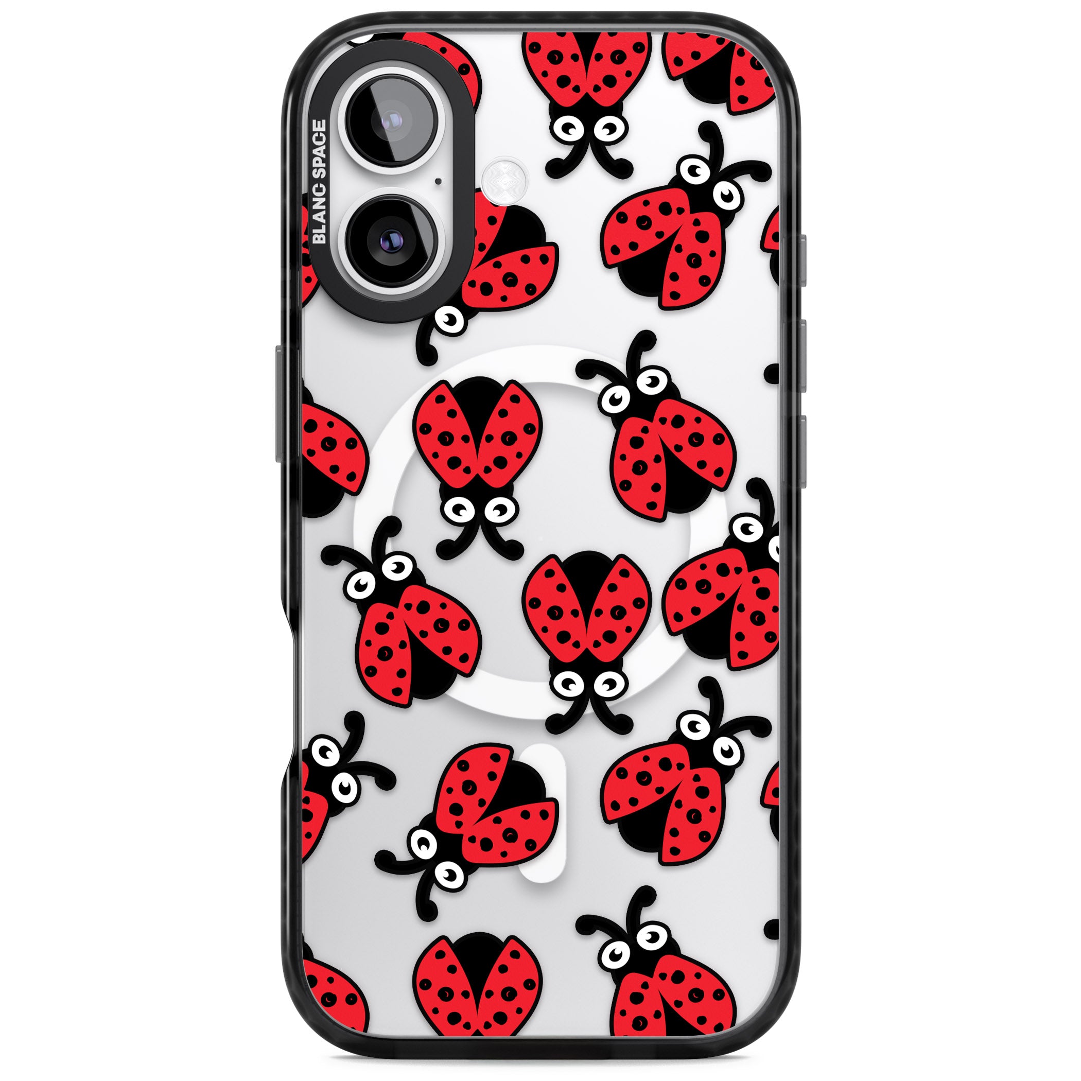 Ladybug Pattern iPhone 17 Impact Pro Black Phone Case
