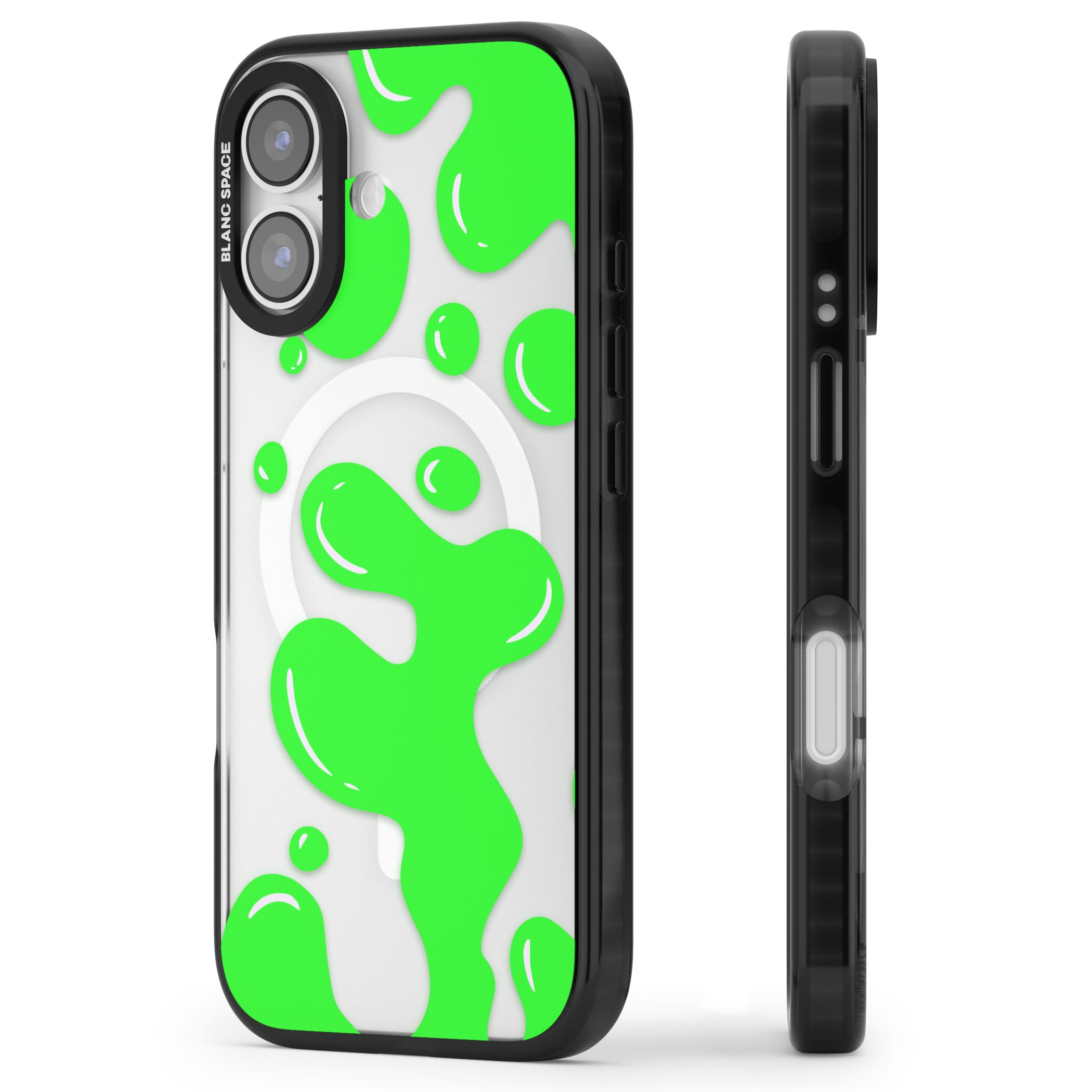 Green Lava Lamp iPhone 17 Impact Pro Black Phone Case Side Profile