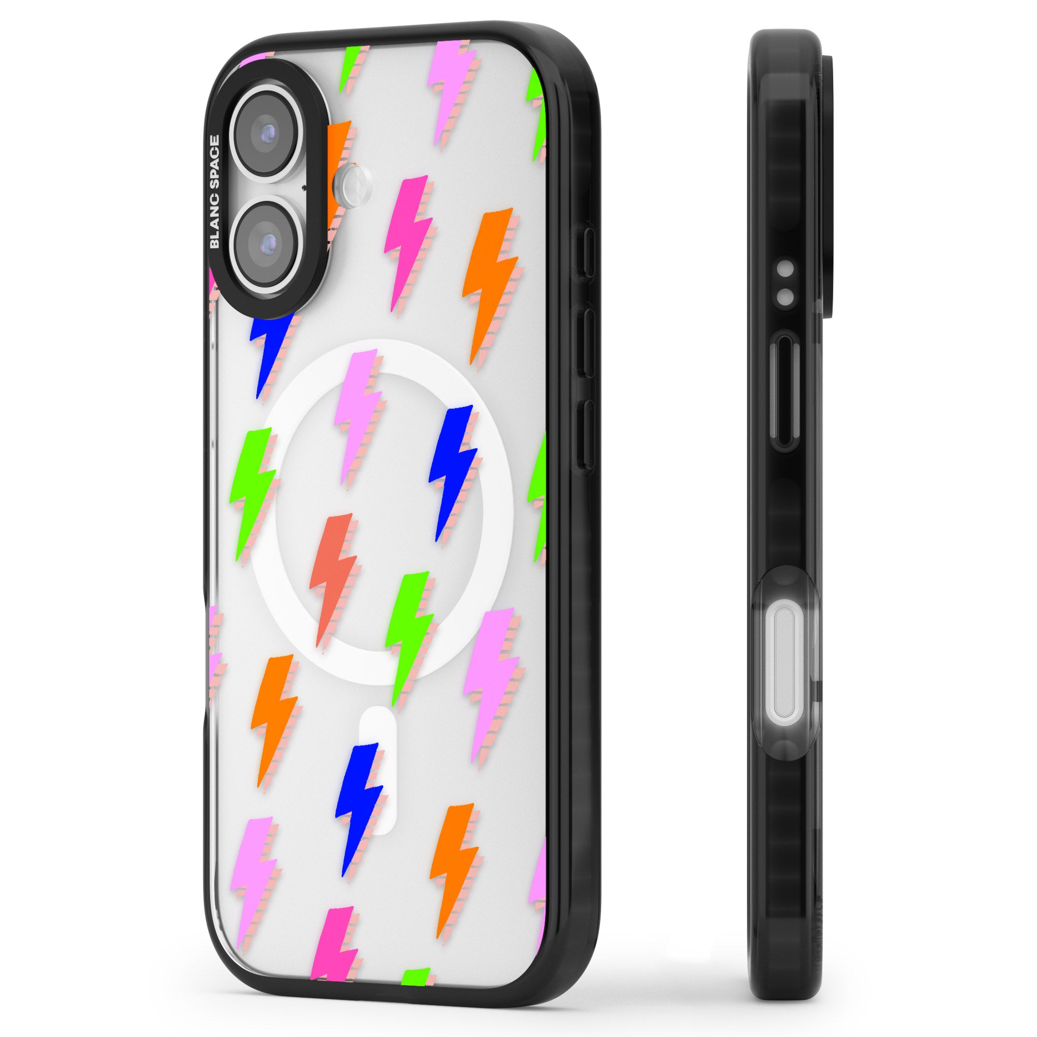 Rainbow Pop Lightning iPhone 17 Impact Pro Black Phone Case Side Profile