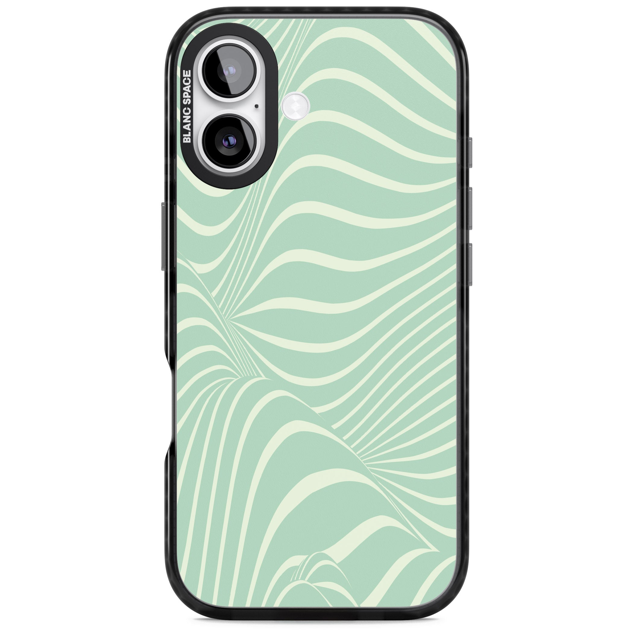 Mint Green Distorted Line iPhone 17 Impact Pro Black Phone Case