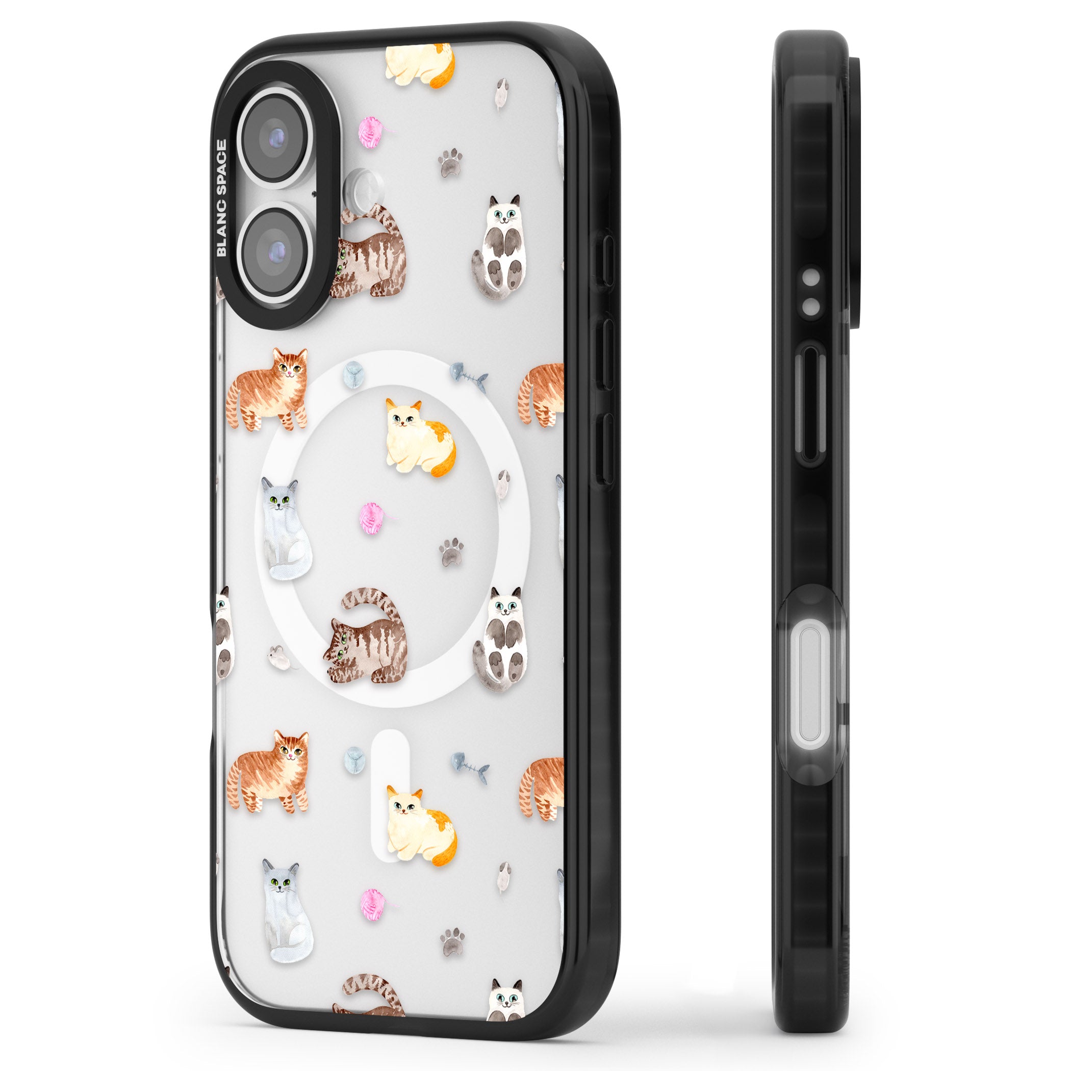 Playful Cats iPhone 17 Impact Pro Black Phone Case Side Profile