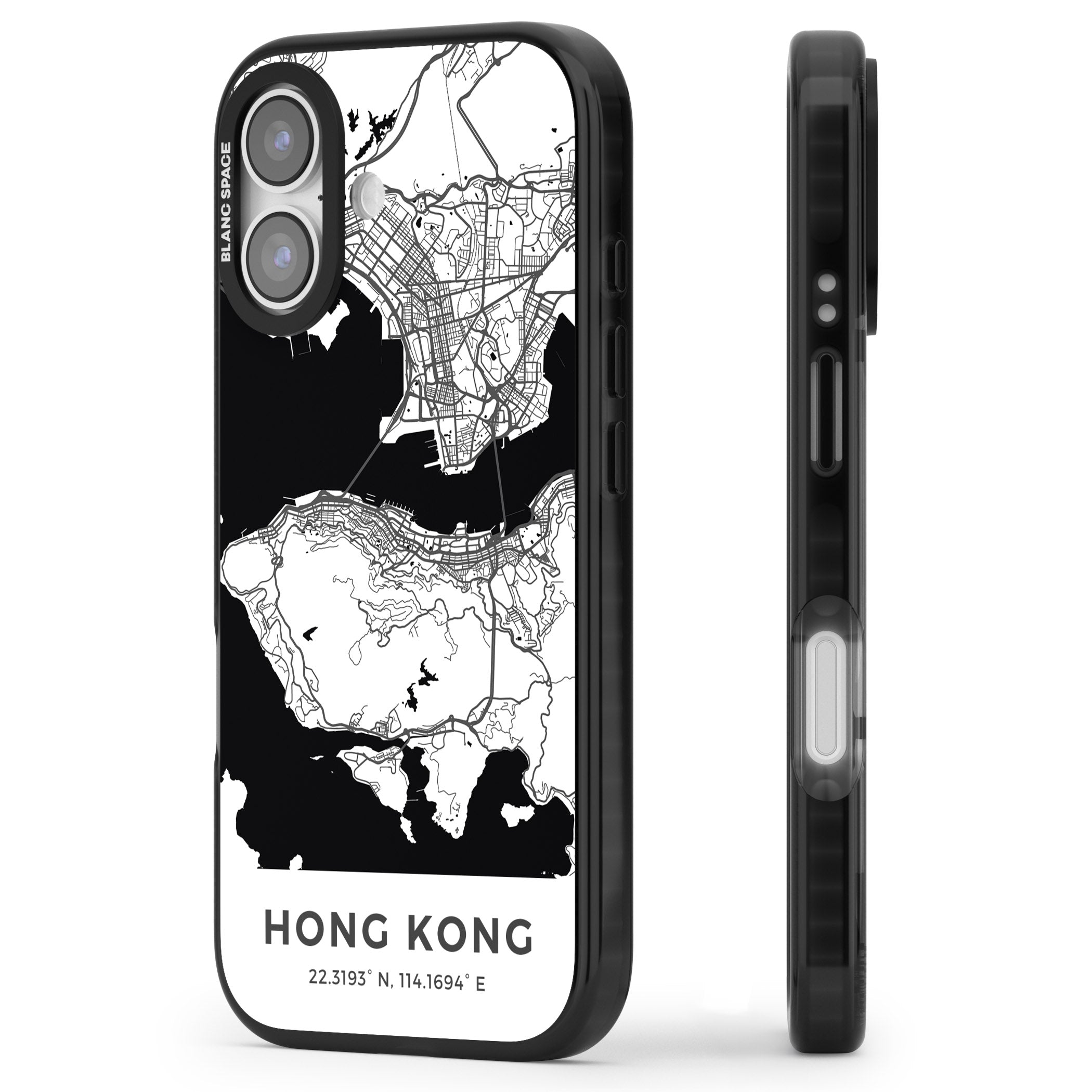 Hong Kong Map iPhone 17 Impact Pro Black Phone Case Side Profile