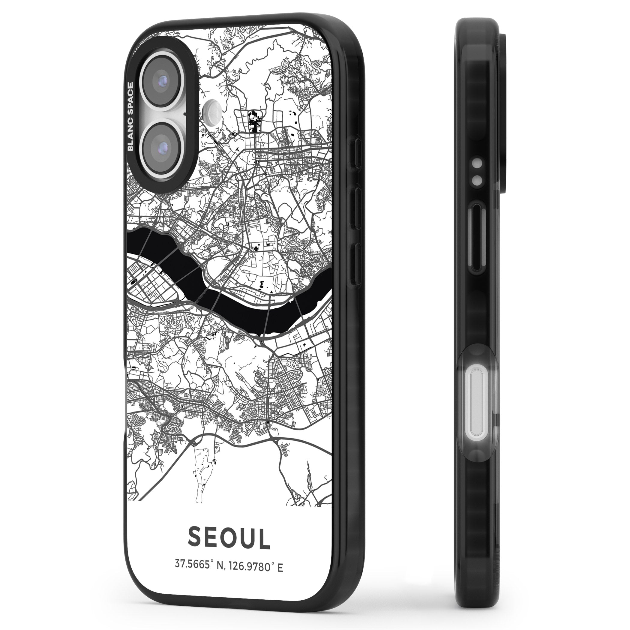 Seoul City Map iPhone 17 Impact Pro Black Phone Case Side Profile