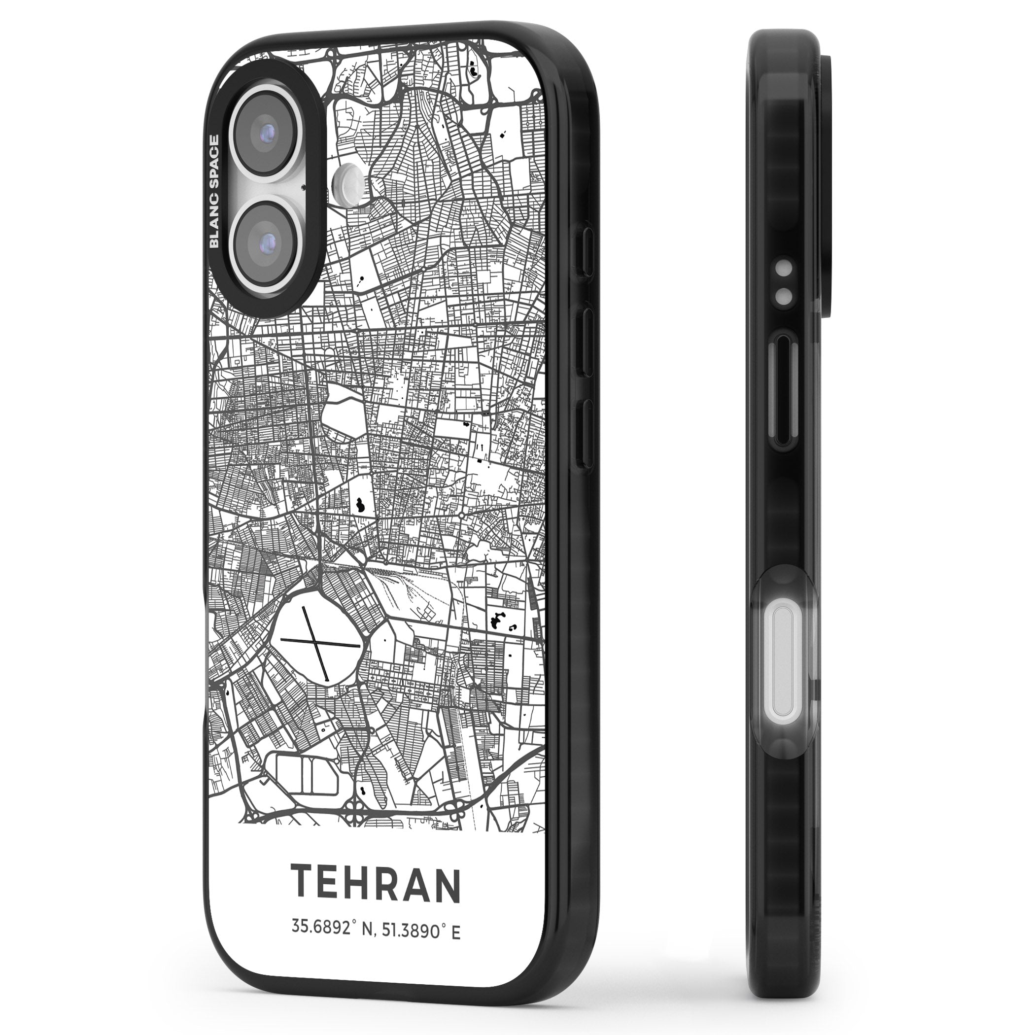 Tehran Map iPhone 17 Impact Pro Black Phone Case Side Profile
