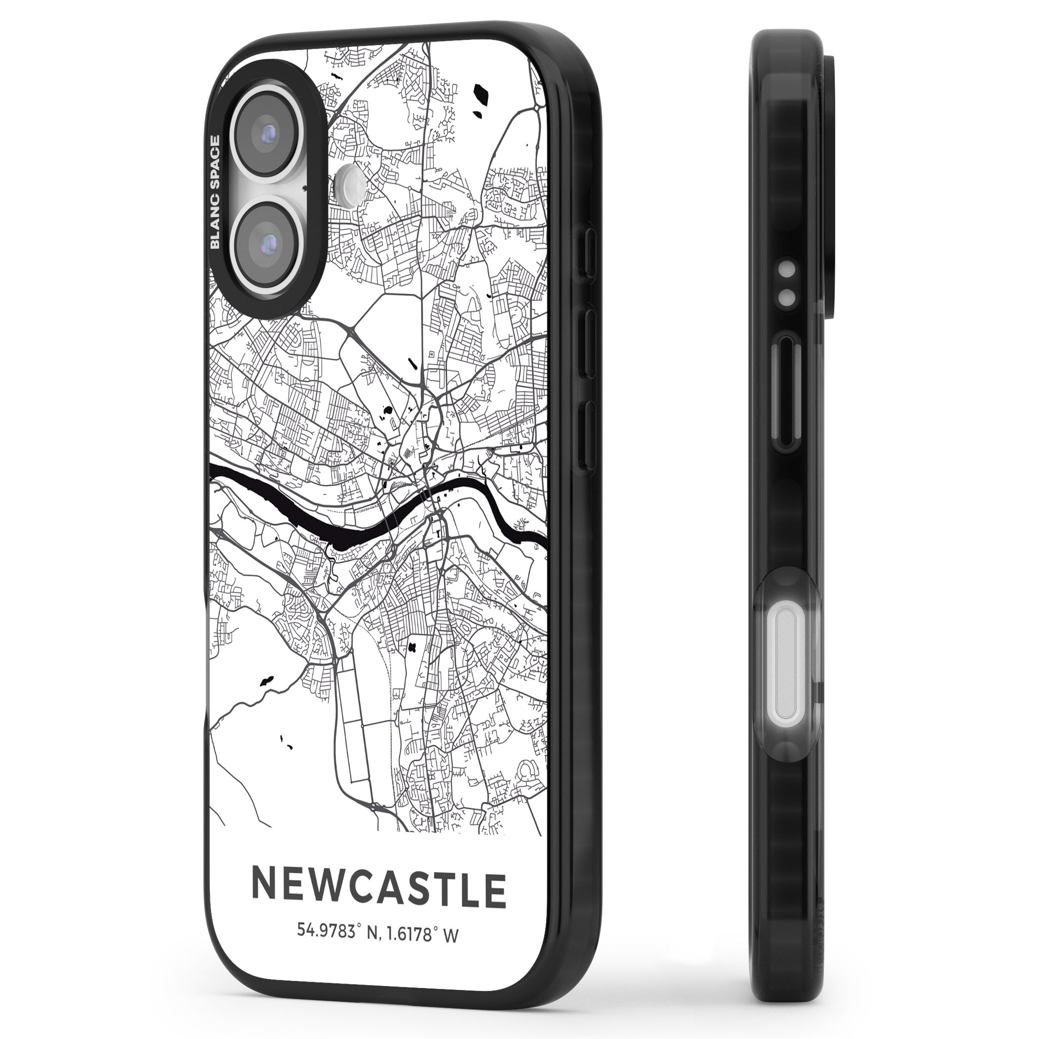 Newcastle City Map iPhone 17 Impact Pro Black Phone Case Side Profile