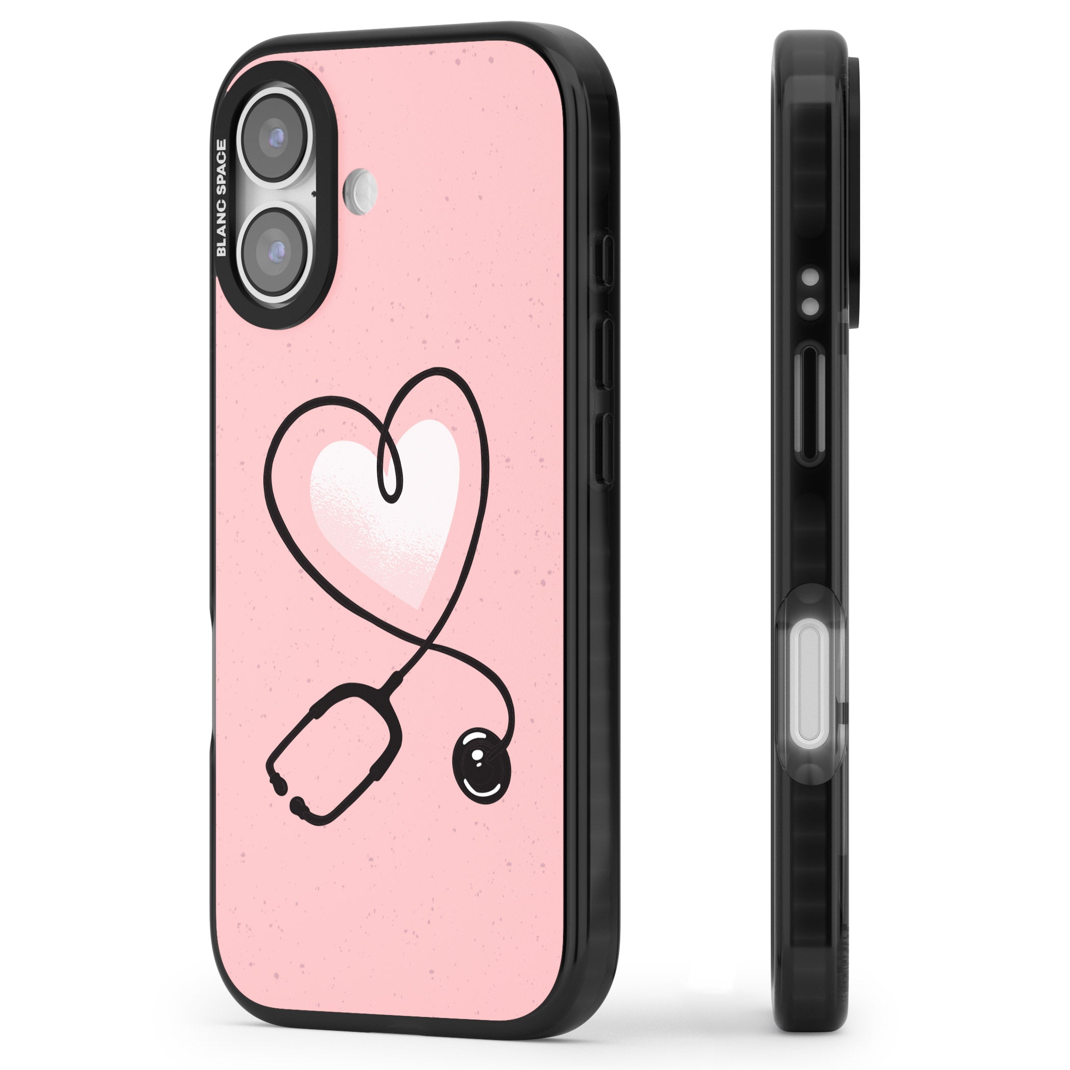 Stethoscope Heart iPhone 17 Impact Pro Black Phone Case Side Profile