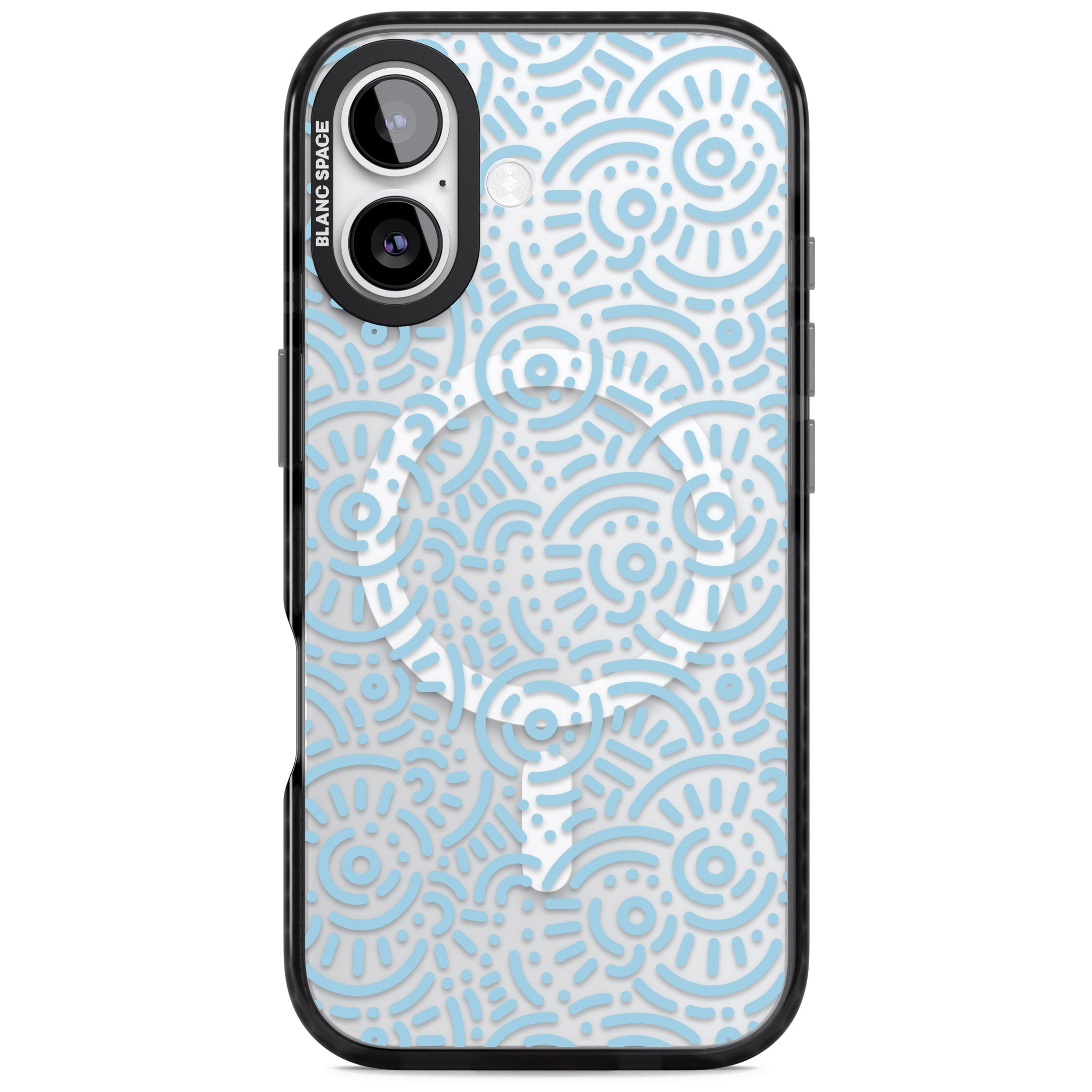 Light Blue Retro Pattern iPhone 17 Impact Pro Black Phone Case