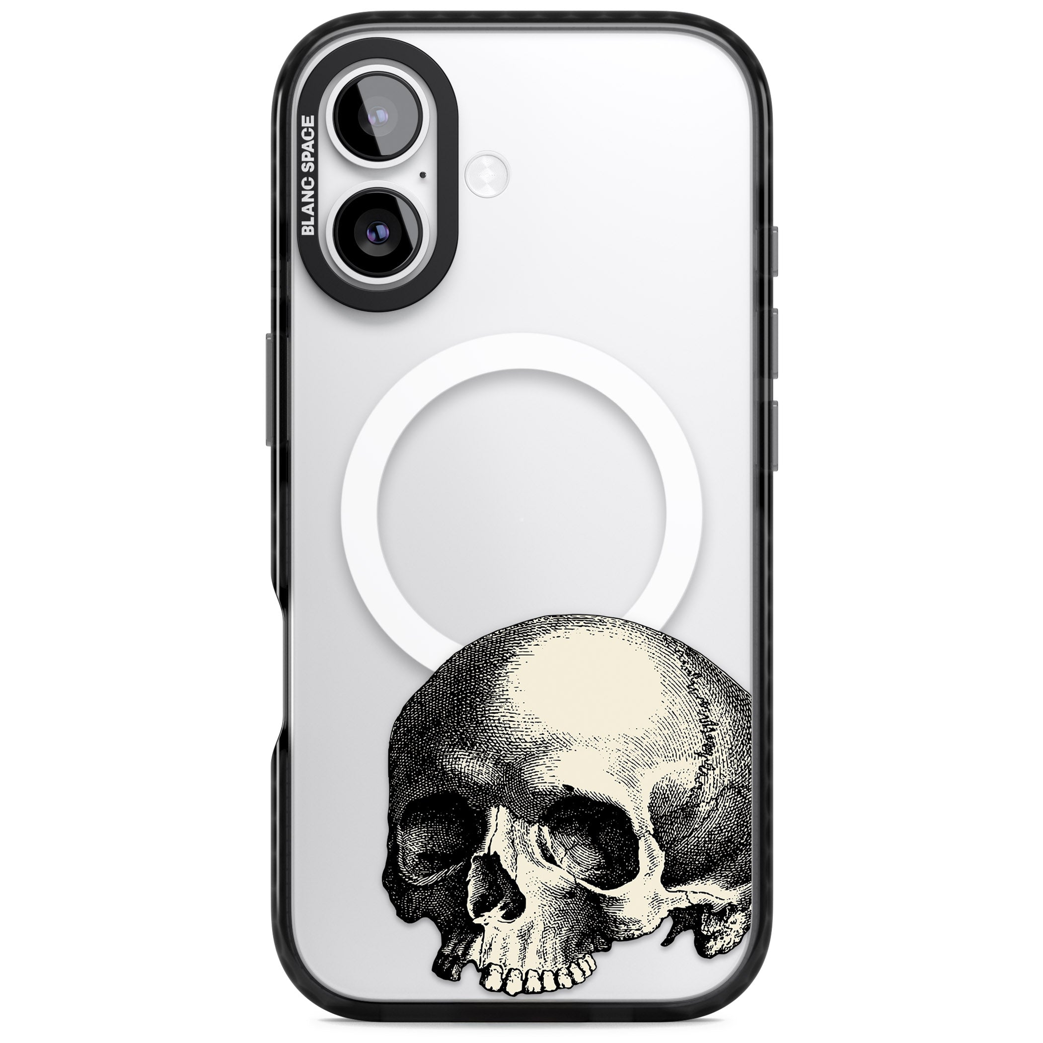 Minimal Vintage Skull iPhone 17 Impact Pro Black Phone Case