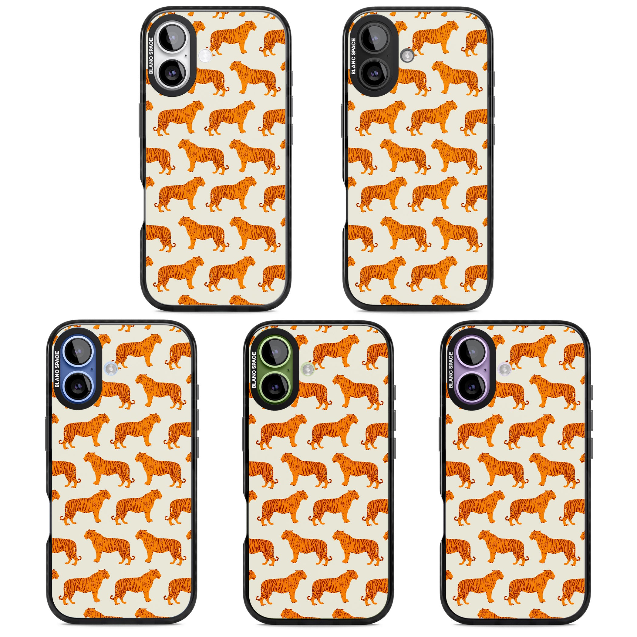 Trendy Tiger Patterns Tigers On Khaki iPhone 17 Impact Pro Black Phone Case APT Impact Protection
