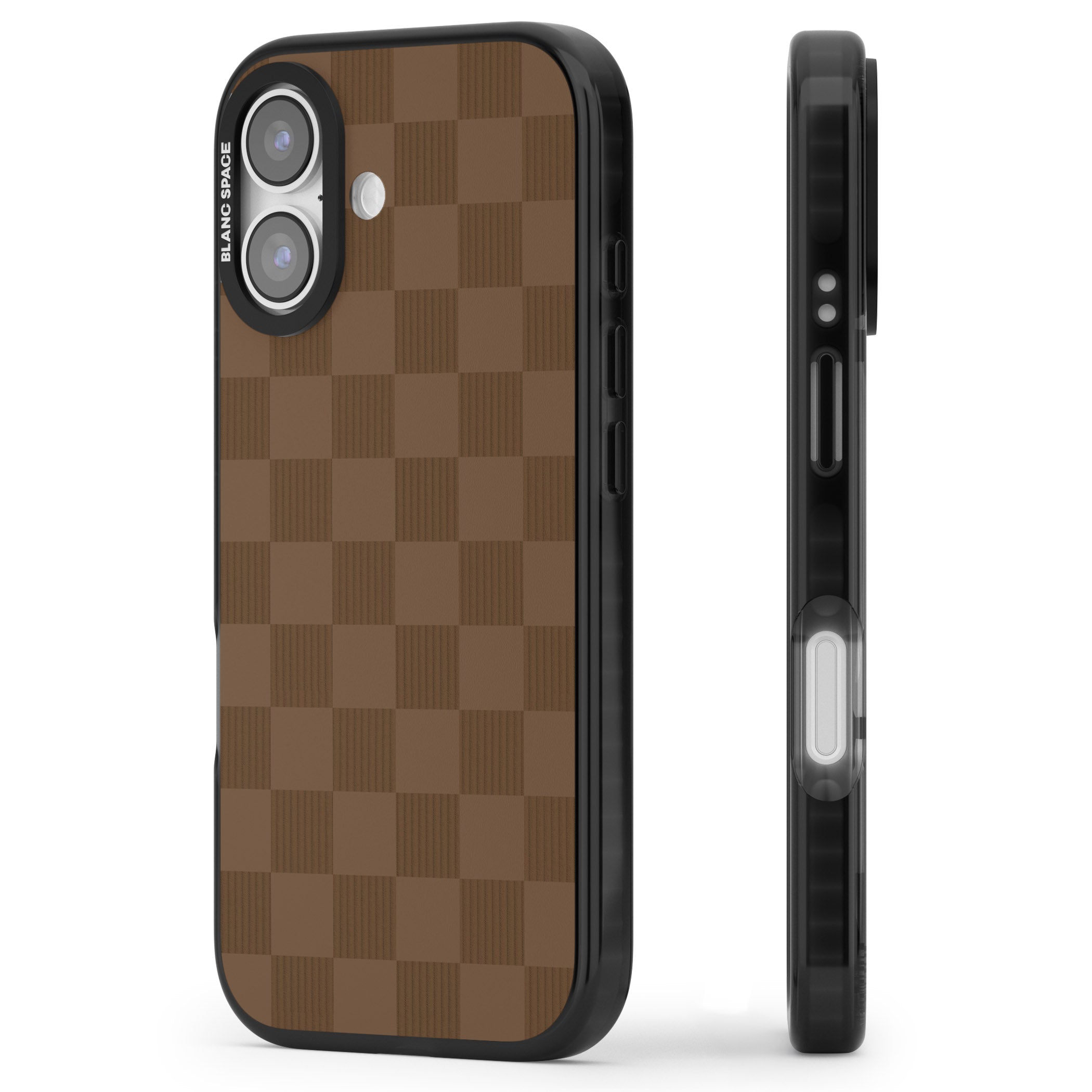 Chocolate Checkered iPhone 17 Impact Pro Black Phone Case Side Profile