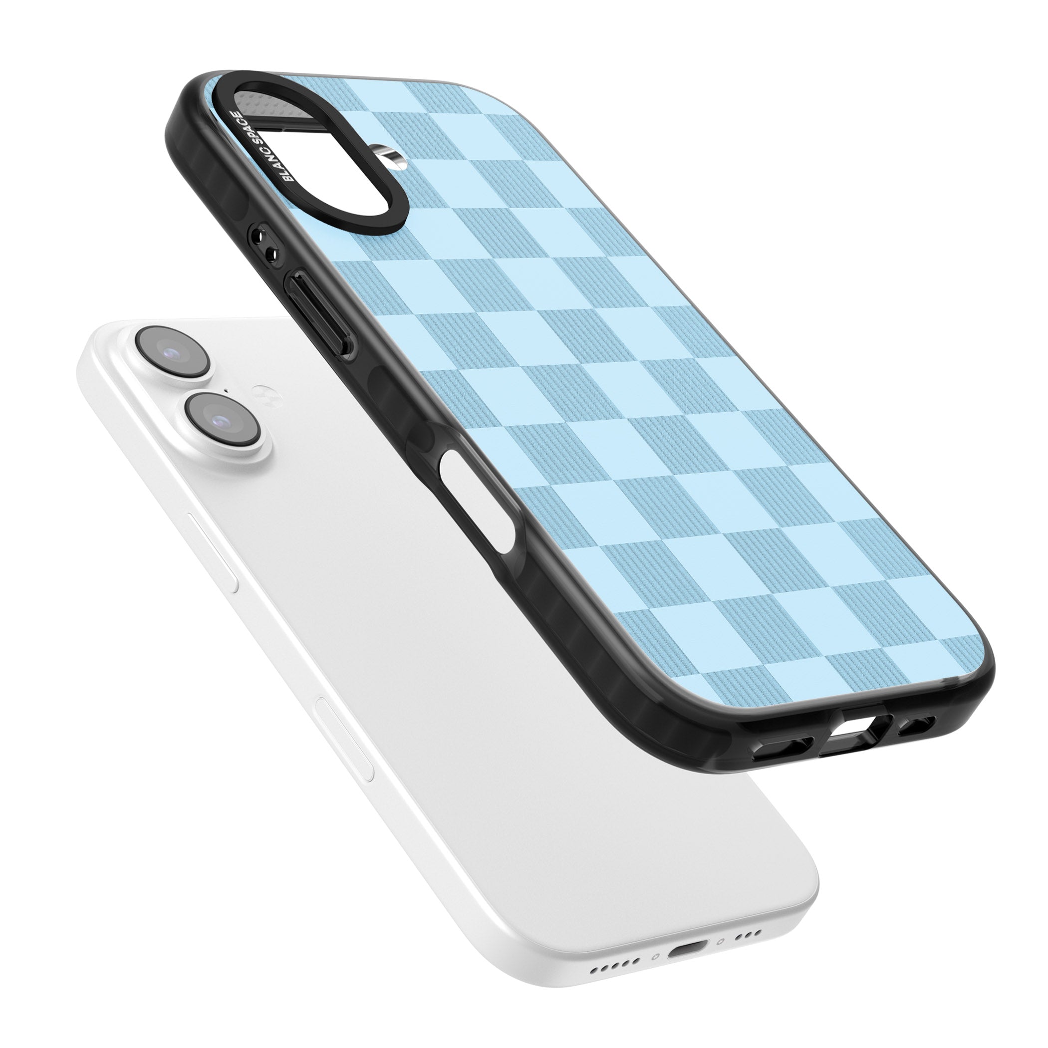 Skyblue Checkered iPhone 17 Impact Pro Black Phone Case Colours