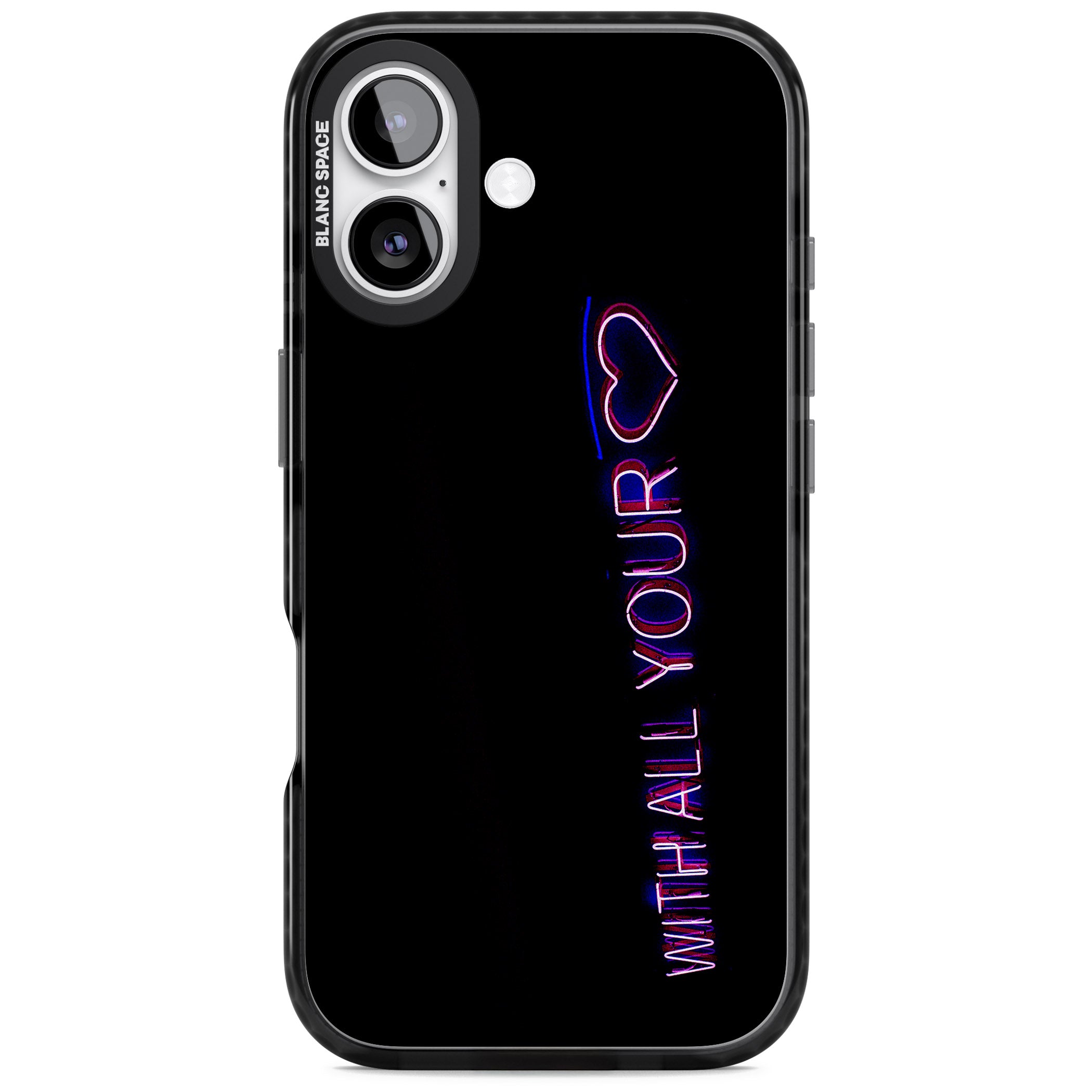 Neon Heart Script iPhone 17 Impact Pro Black Phone Case