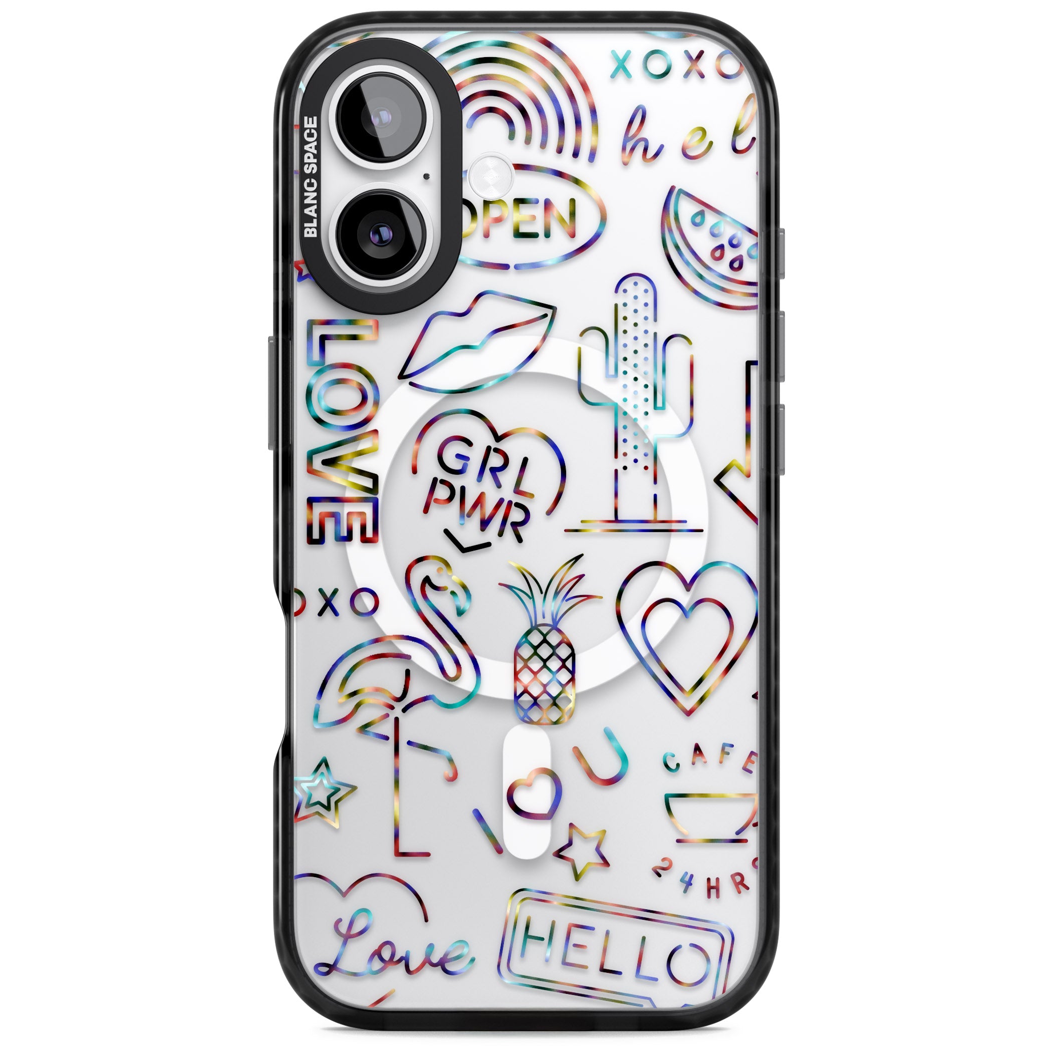 Funky Nebula Neon Sign iPhone 17 Impact Pro Black Phone Case