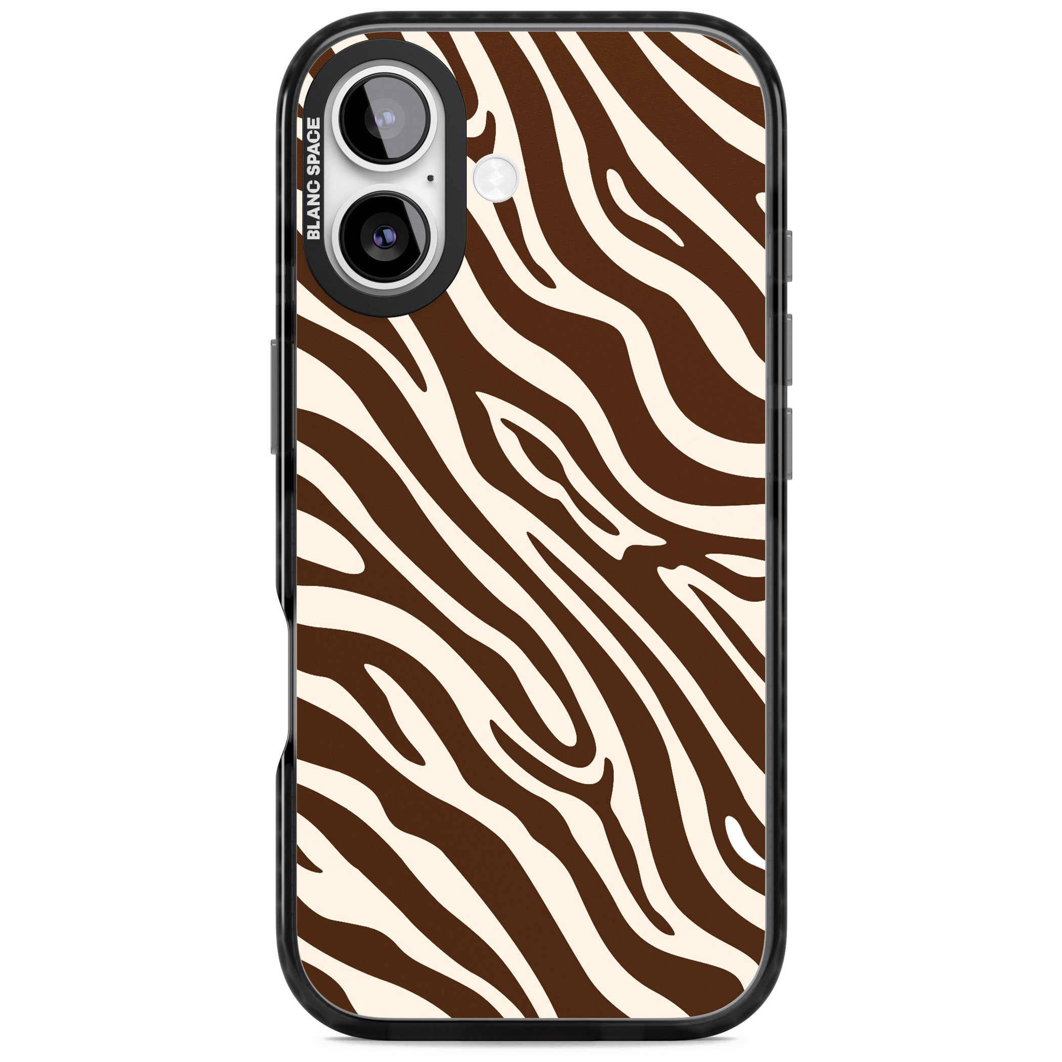 Brown & Cream Zebra iPhone 17 Impact Pro Black Phone Case
