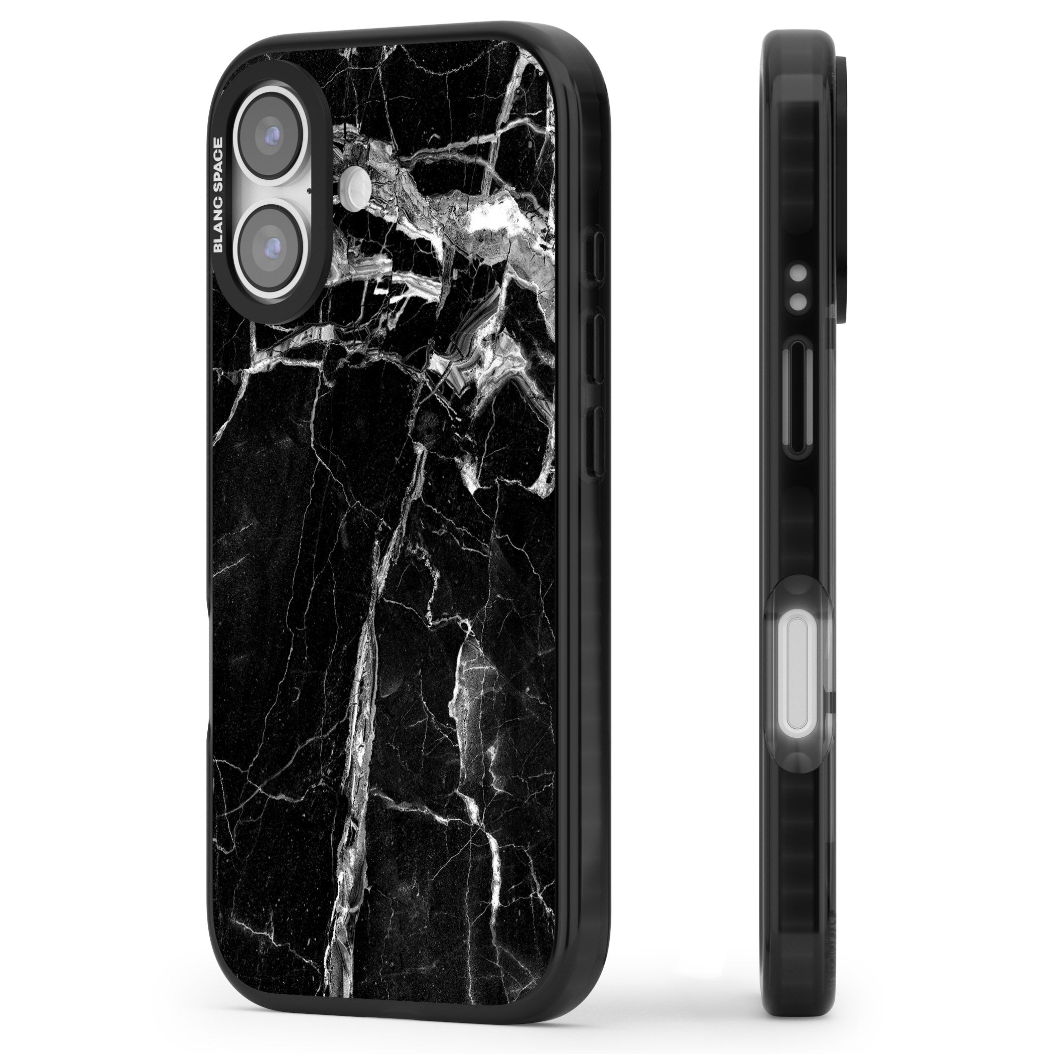 Black Onyx Marble iPhone 17 Impact Pro Black Phone Case Side Profile