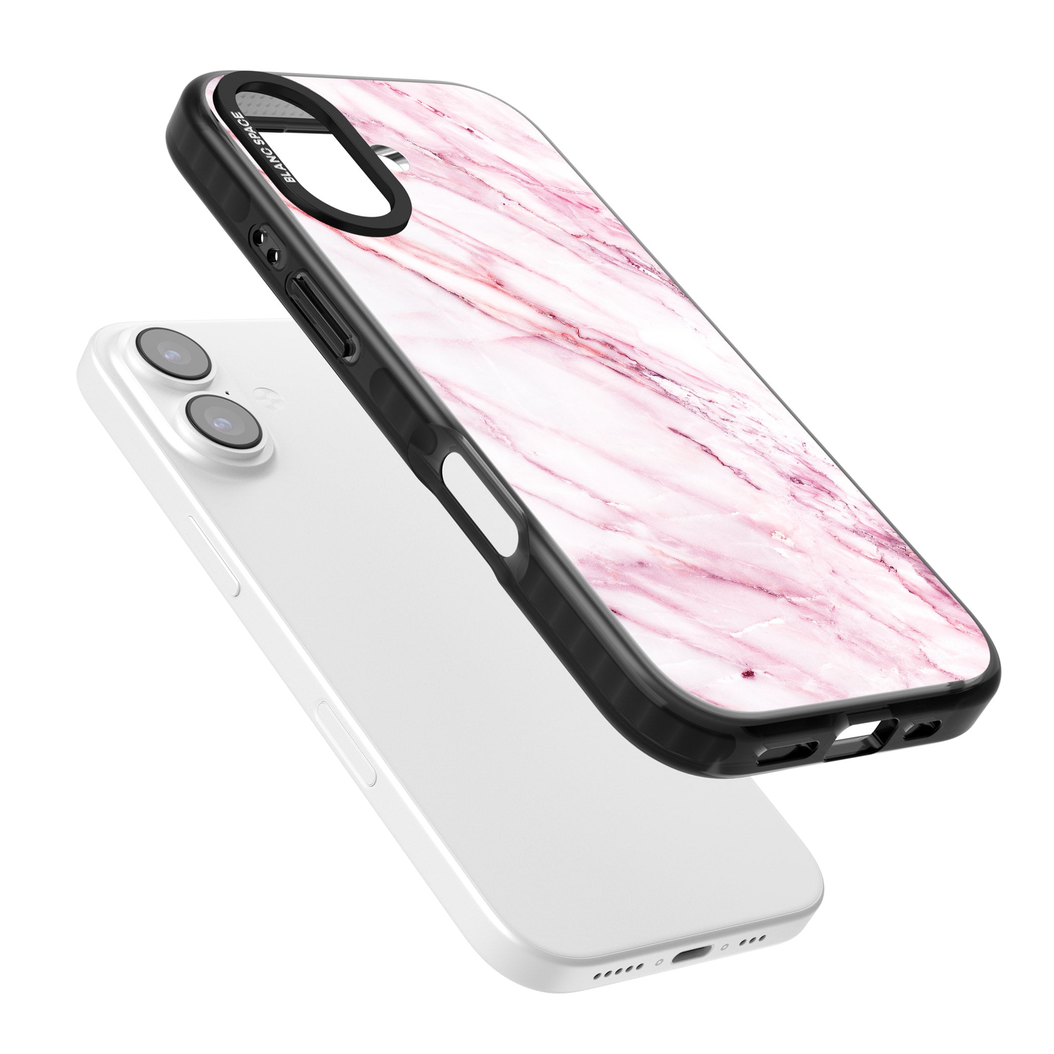 White Pink Onyx Marble iPhone 17 Impact Pro Black Phone Case Colours