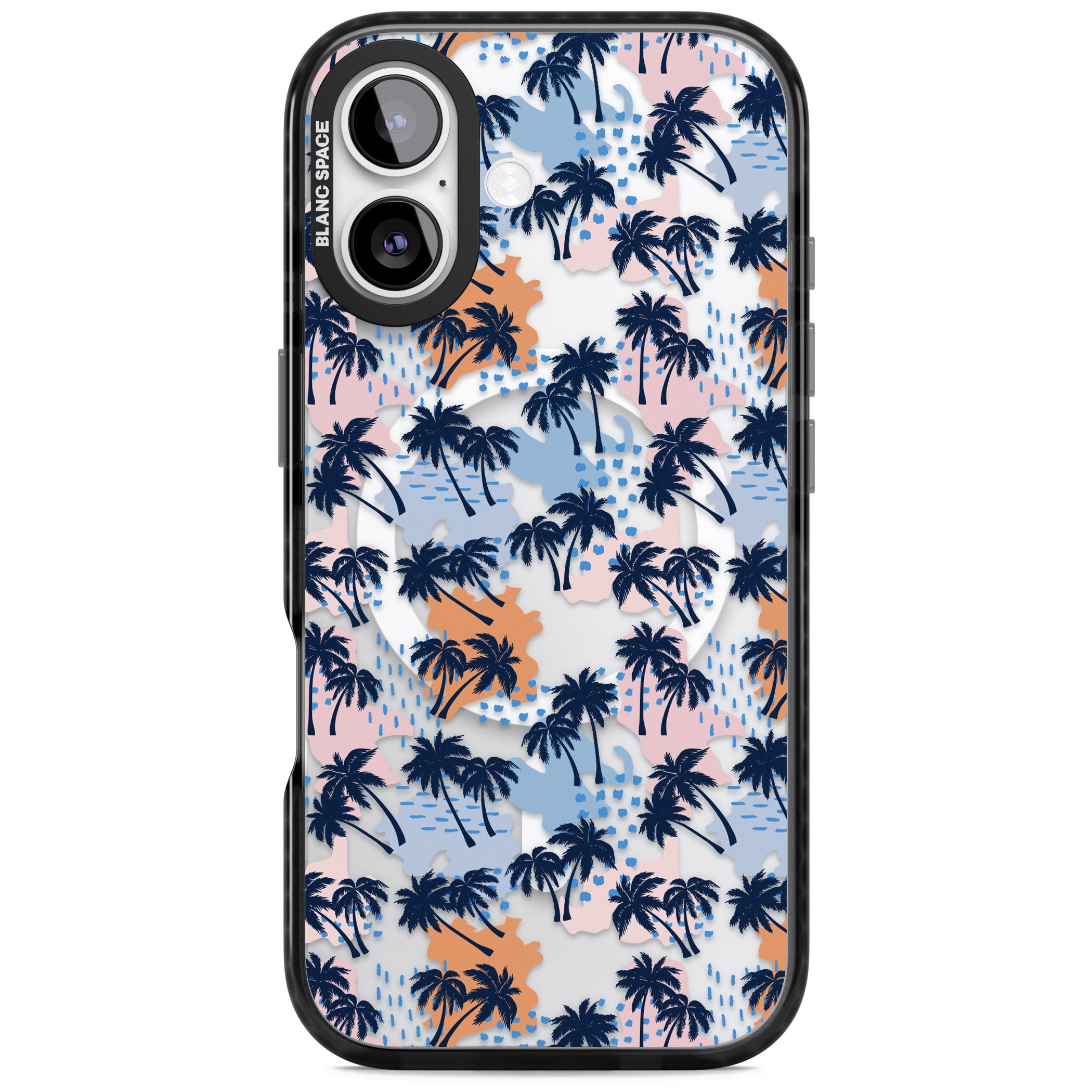 Tropical Vibes Palm Clear iPhone 17 Impact Pro Black Phone Case