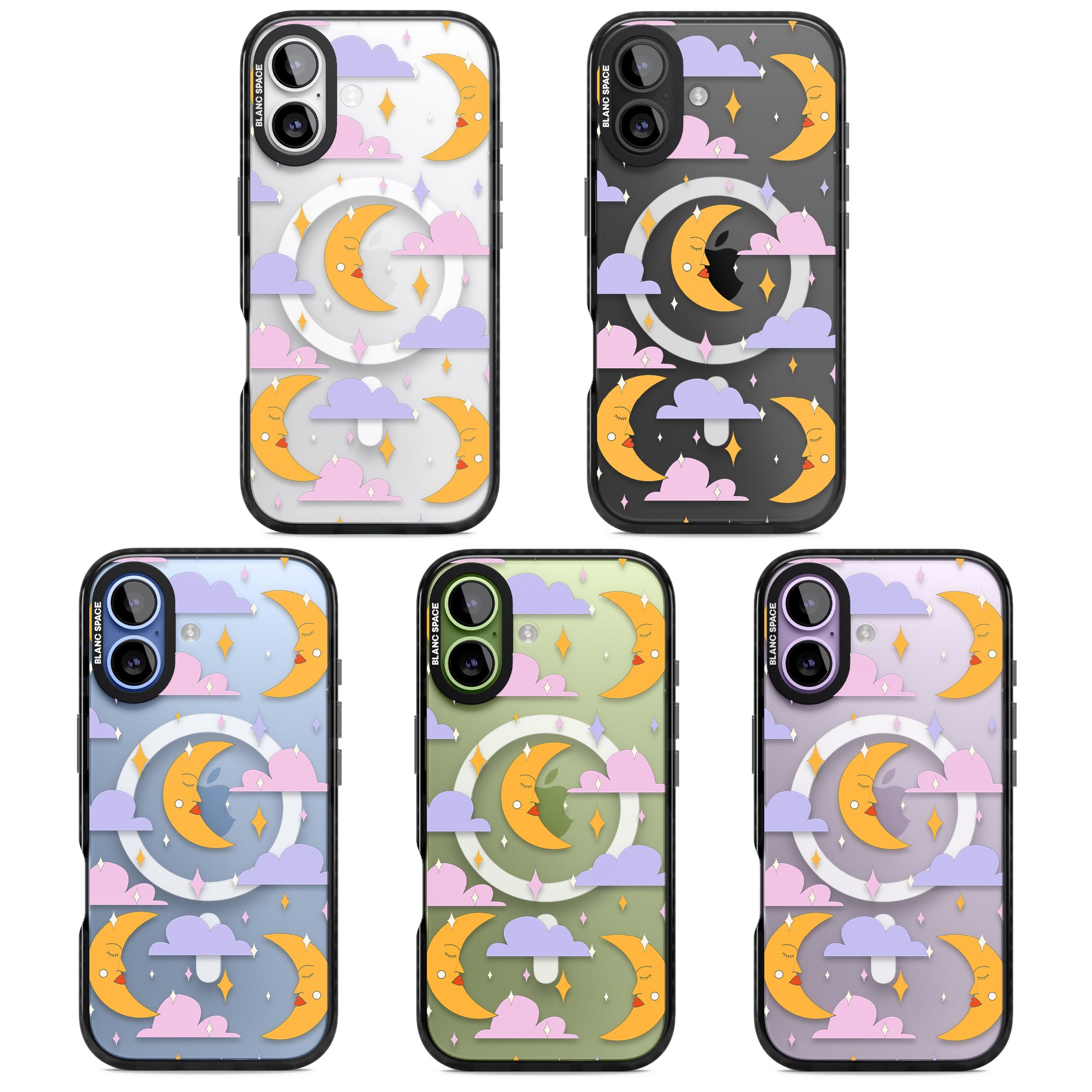 Moons & Clouds iPhone 17 Impact Pro Black Phone Case APT Impact Protection