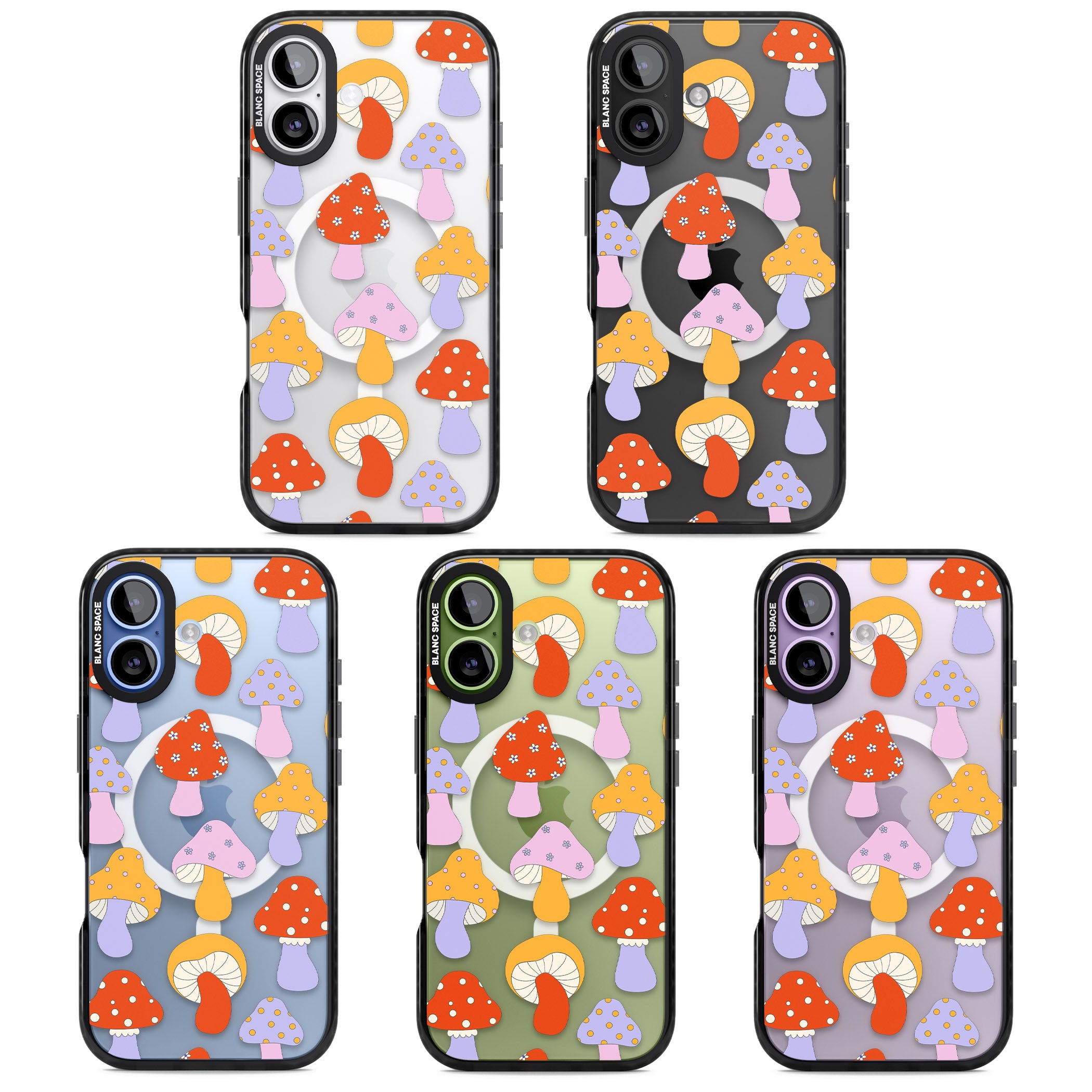 Happy Shrooms iPhone 17 Impact Pro Black Phone Case APT Impact Protection