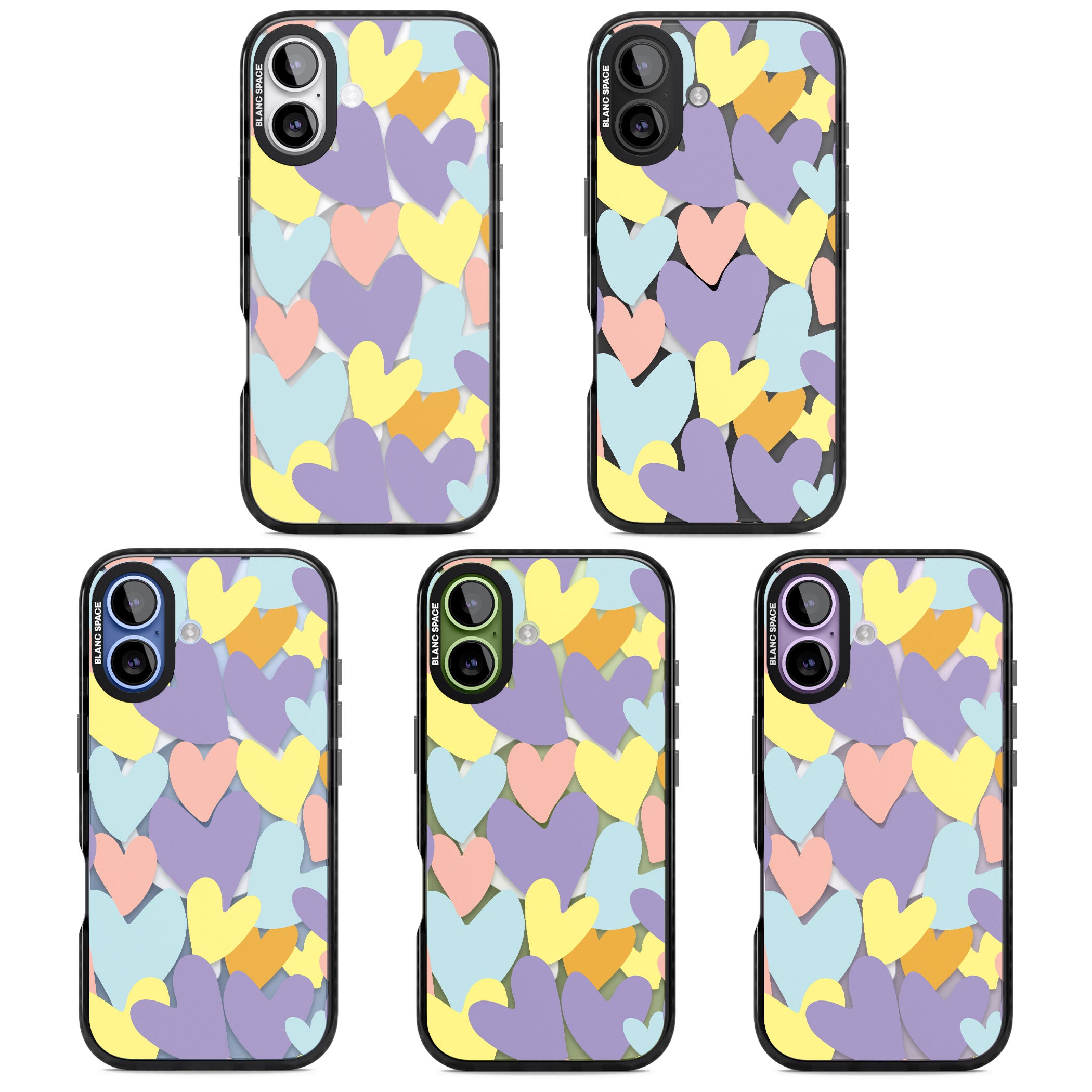 Pastel Hearts iPhone 17 Impact Pro Black Phone Case APT Impact Protection