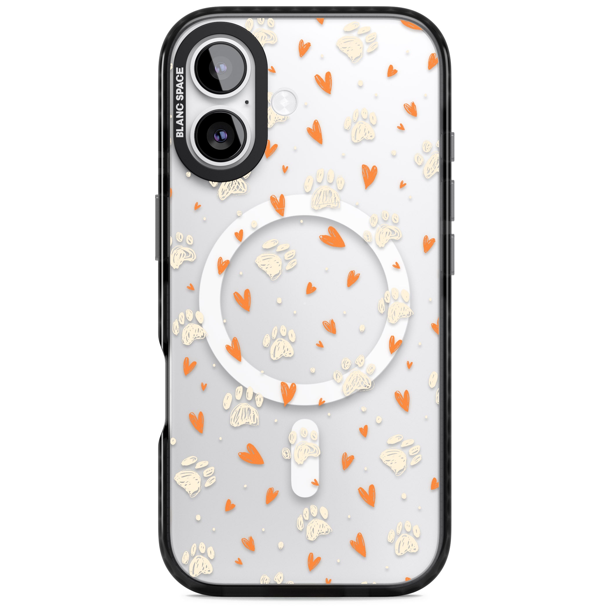 Paws And Hearts Pattern iPhone 17 Impact Pro Black Phone Case