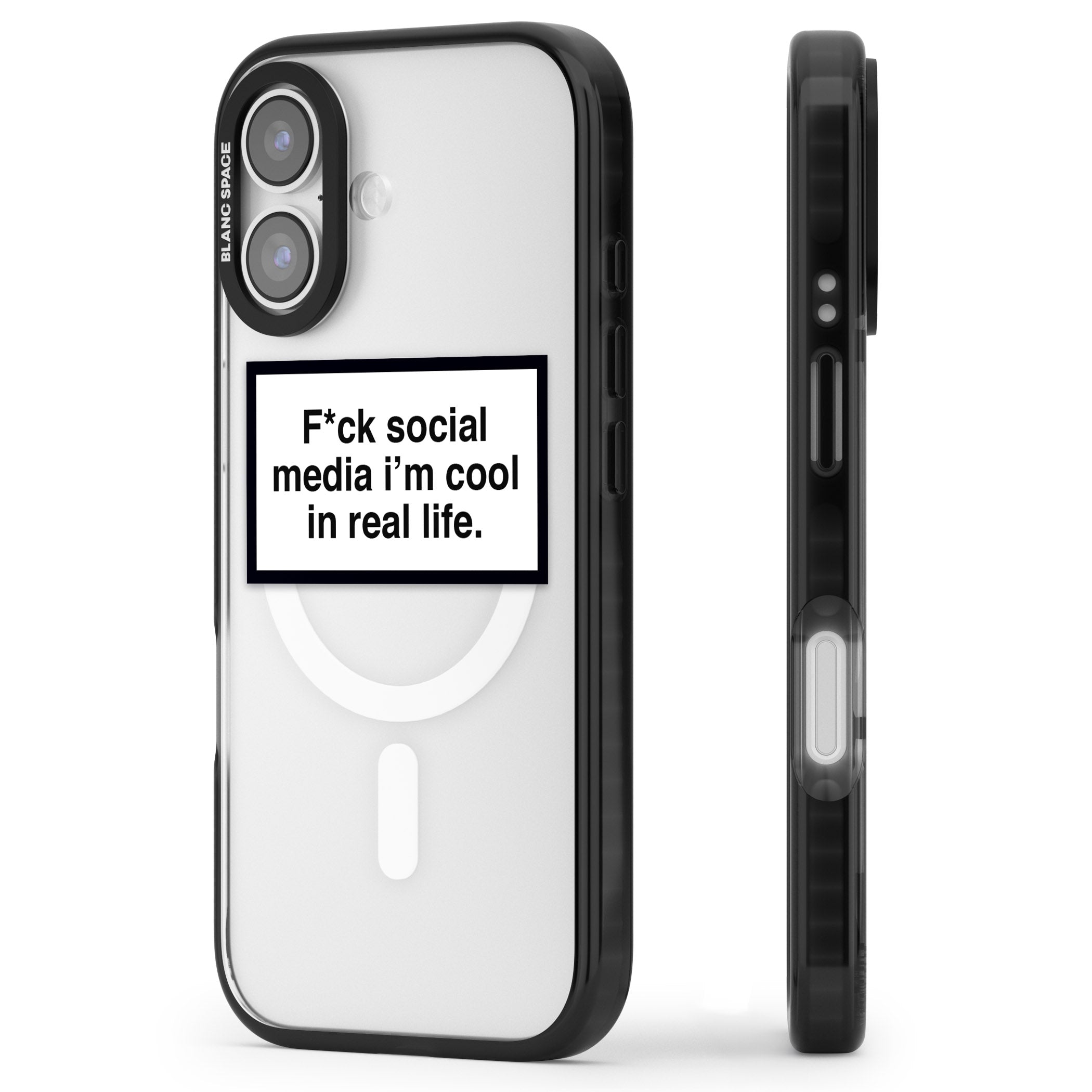 F*Ck Social Media iPhone 17 Impact Pro Black Phone Case Side Profile