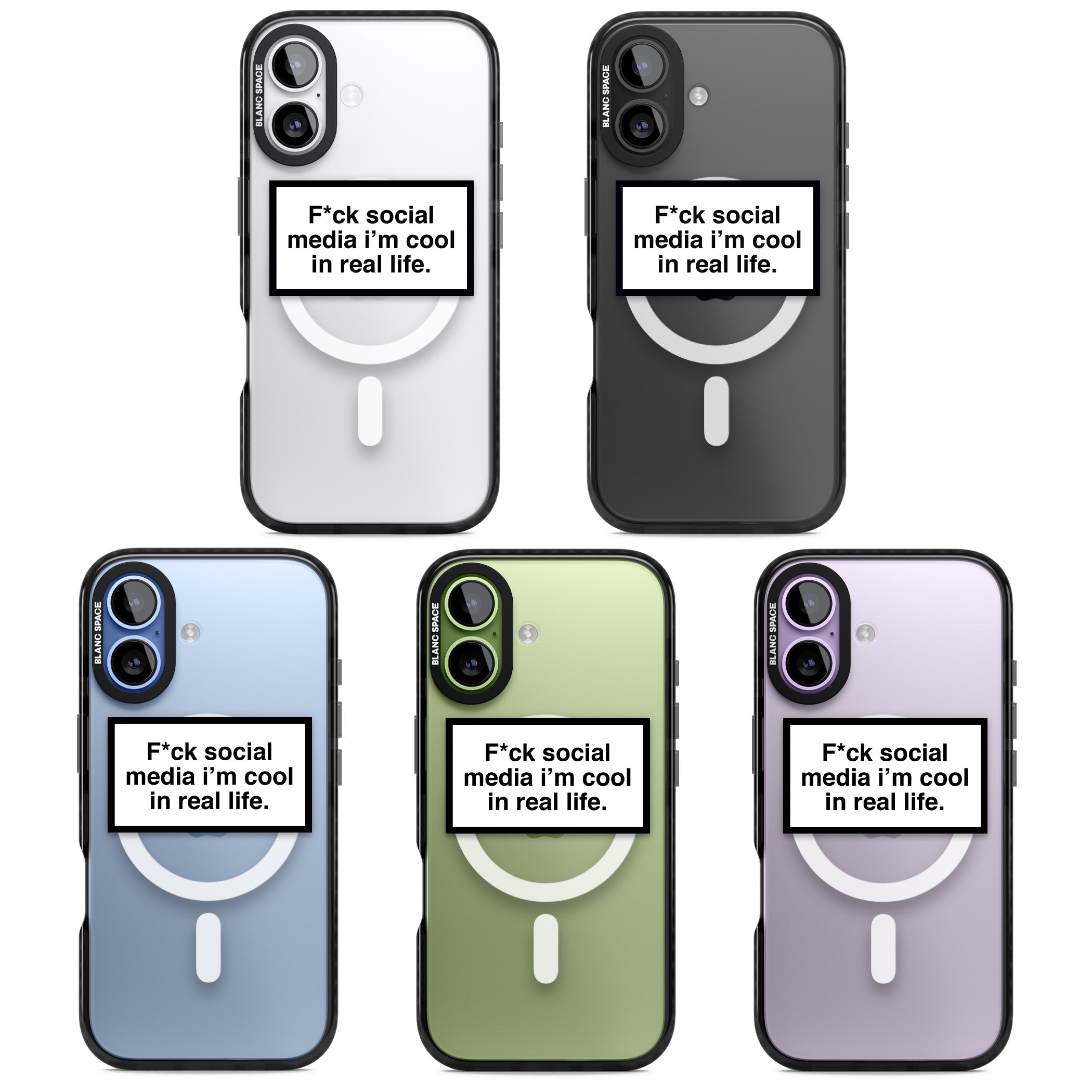 F*Ck Social Media iPhone 17 Impact Pro Black Phone Case APT Impact Protection