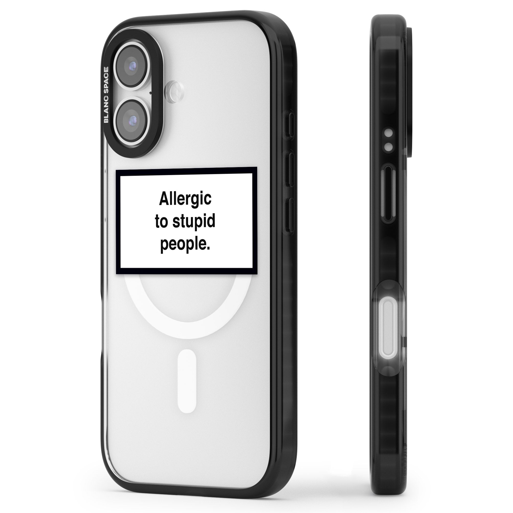 Allergic To Stupid People iPhone 17 Impact Pro Black Phone Case Side Profile