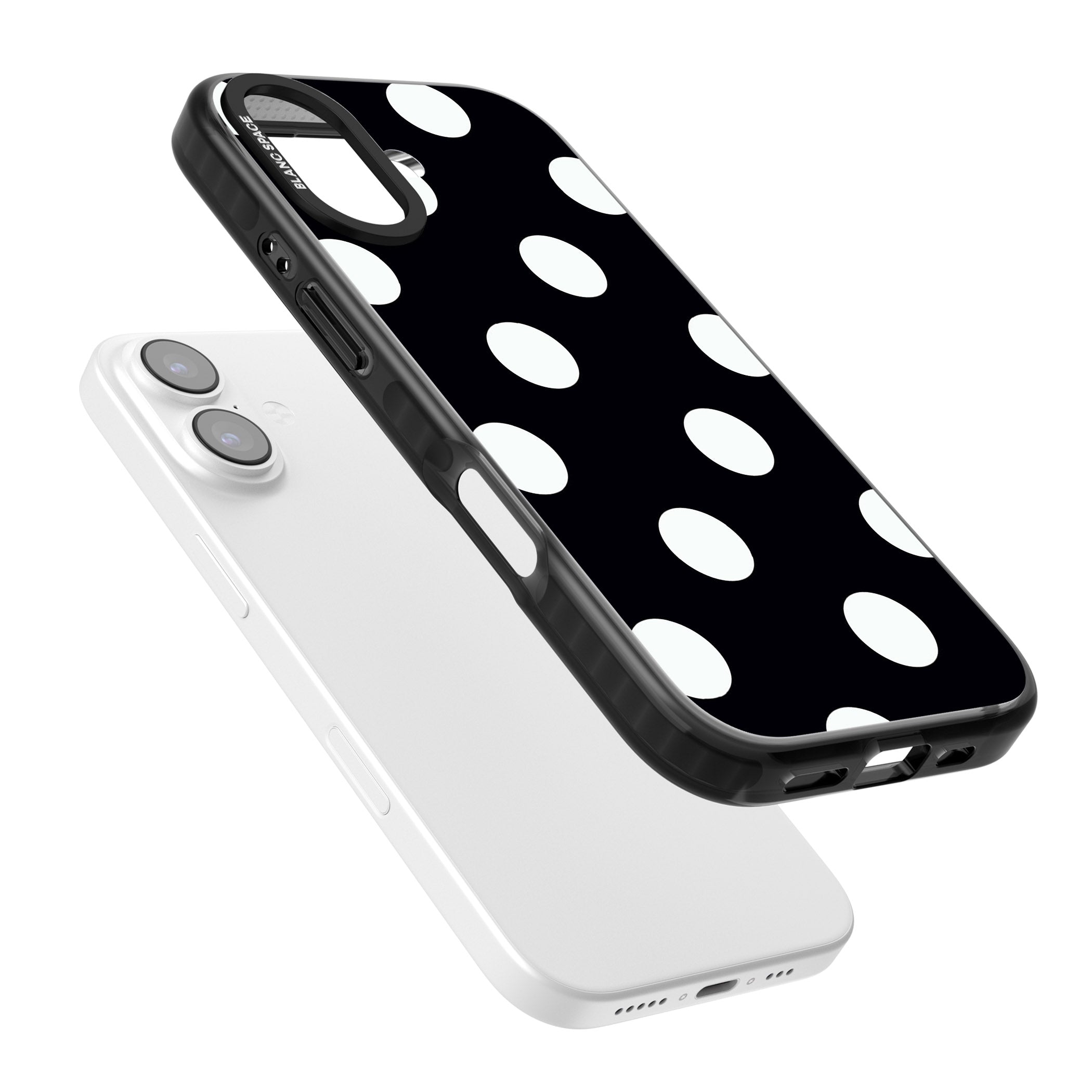 Chic Black Polka Dot iPhone 17 Impact Pro Black Phone Case Colours