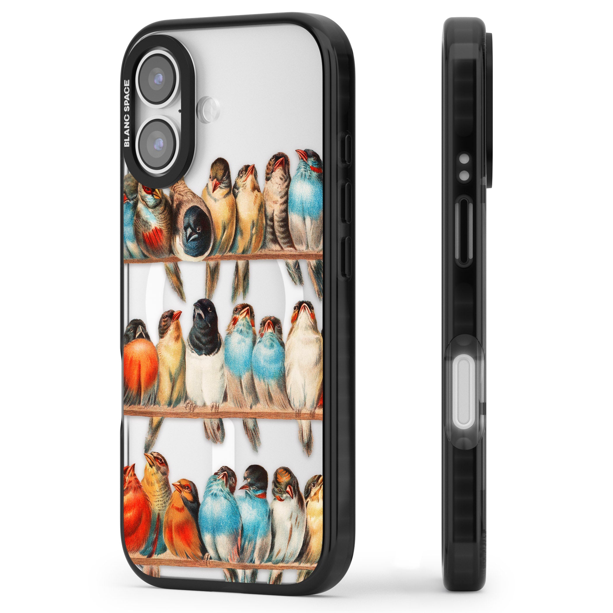 A Perch Of Birds iPhone 17 Impact Pro Black Phone Case Side Profile