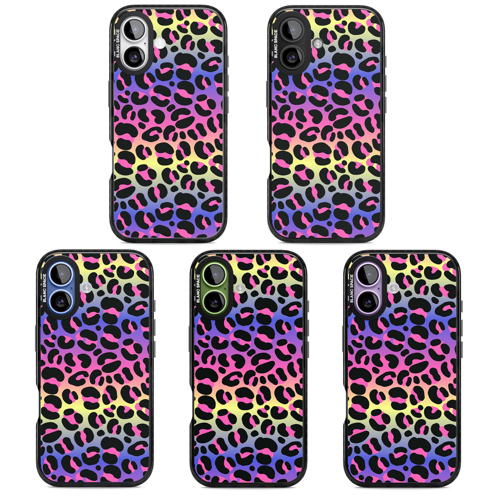 Rainbow Gradient Leopard iPhone 17 Impact Pro Black Phone Case APT Impact Protection