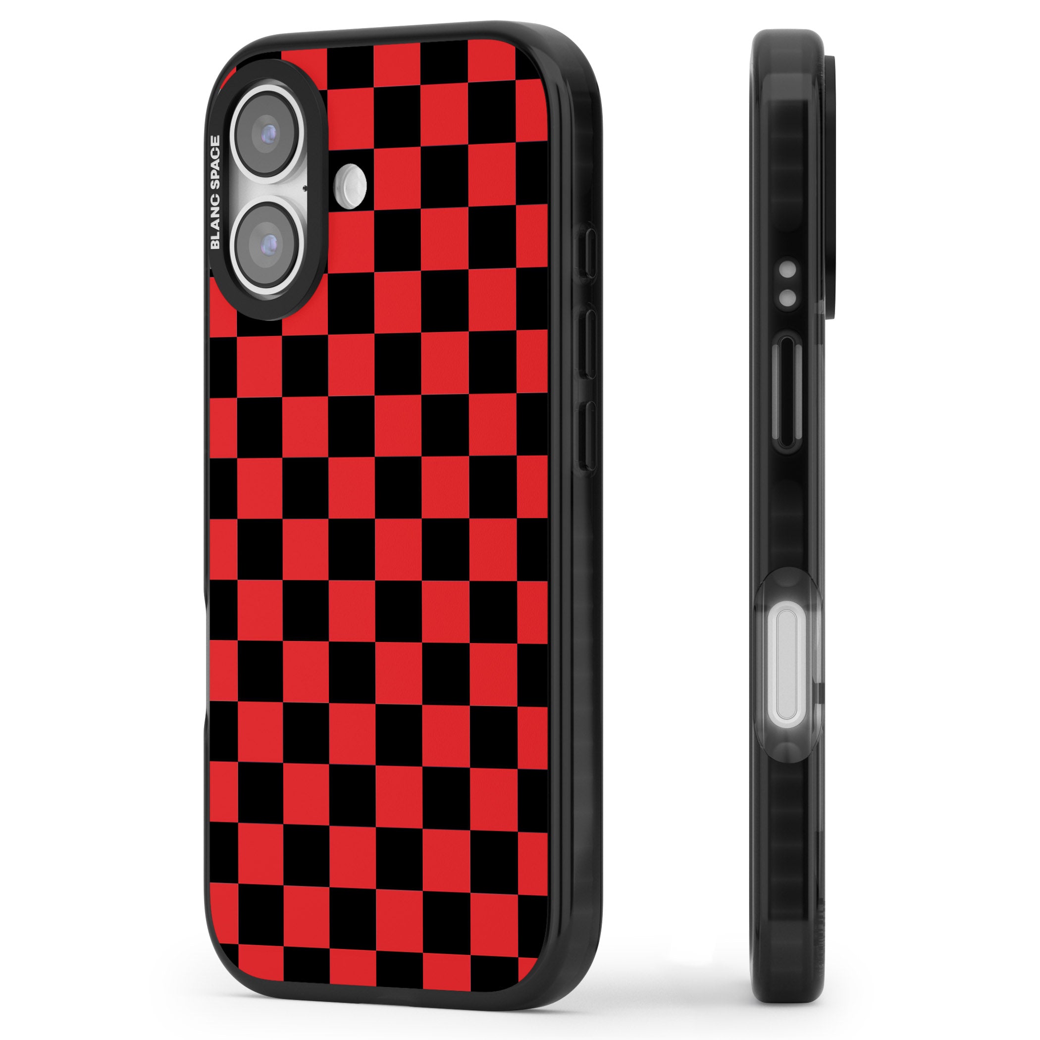 Red Black Checkered iPhone 17 Impact Pro Black Phone Case Side Profile