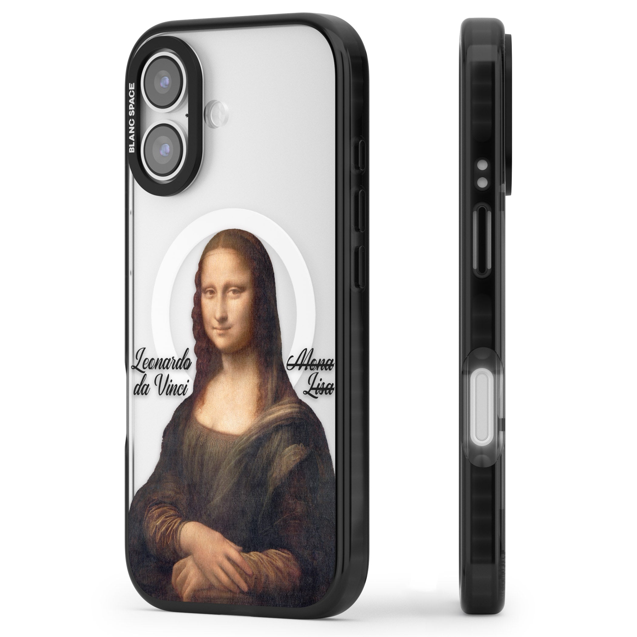 Mona Lisa Cutout iPhone 17 Impact Pro Black Phone Case Side Profile