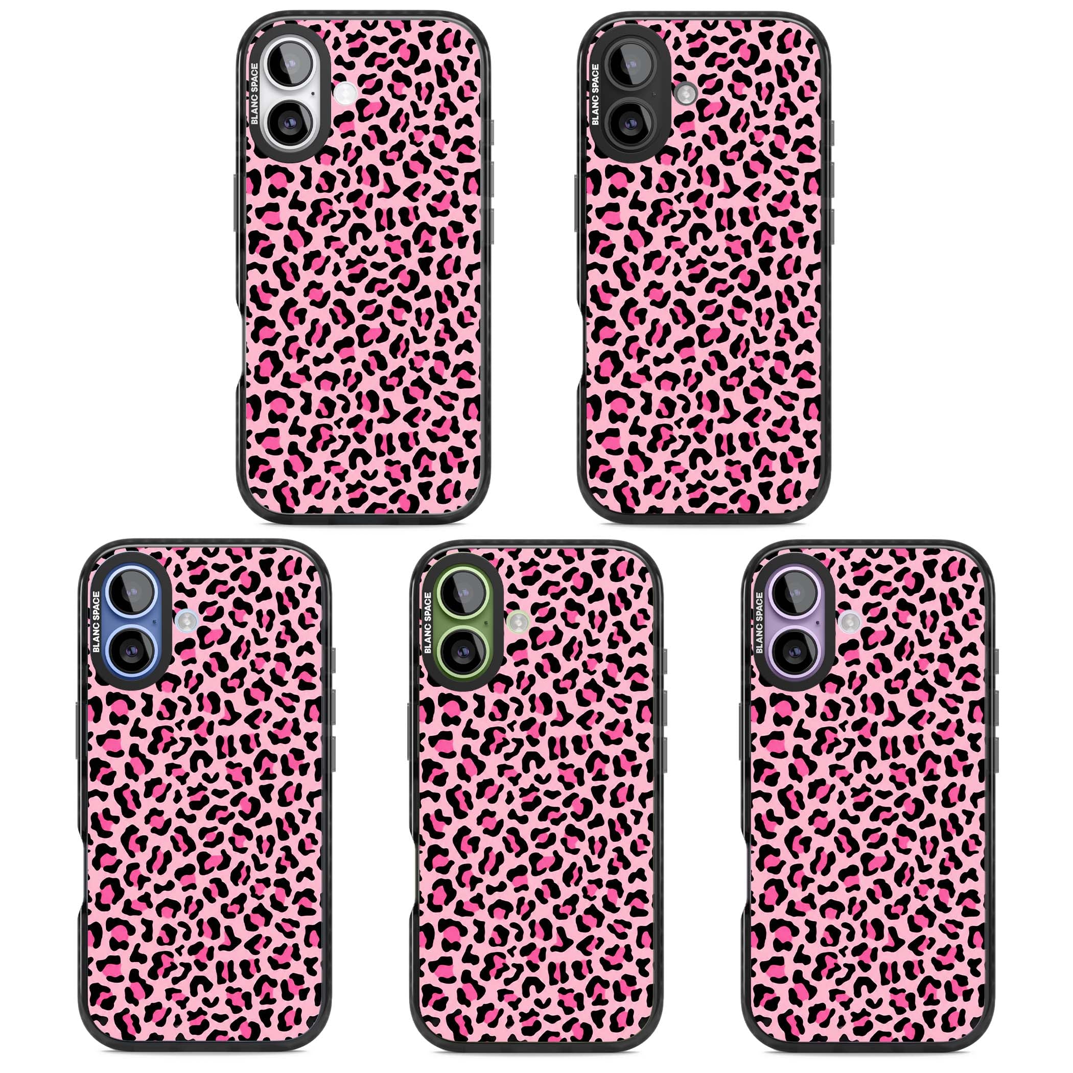 Pink Leopard baddie iPhone case | Black Impact Magsafe case for iPhone 17