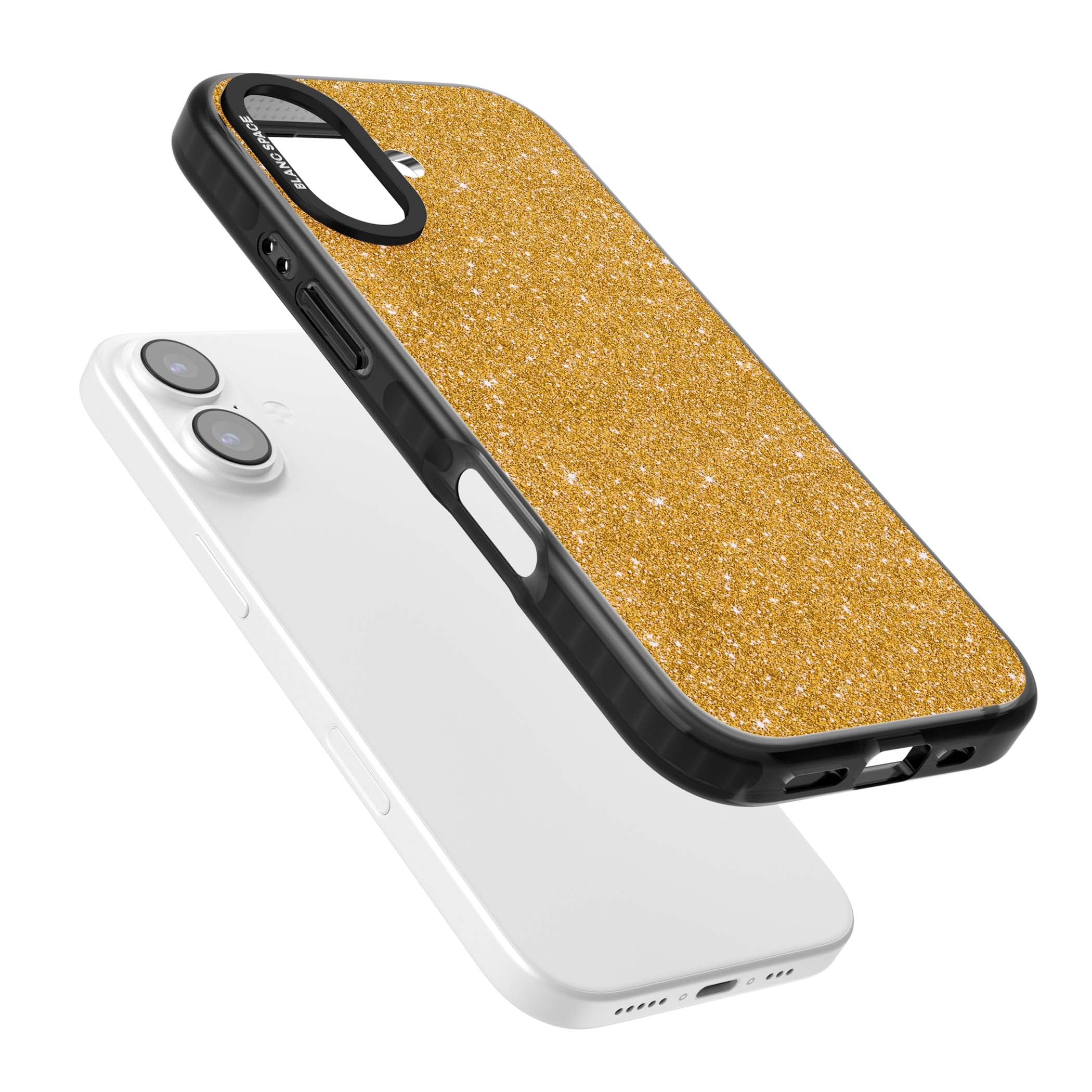 Gold Glitter gold glitter iPhone case featuring a shimmering sparkle wallpaper design in luxury gold | Black Impact Magsafe case for iPhone 17