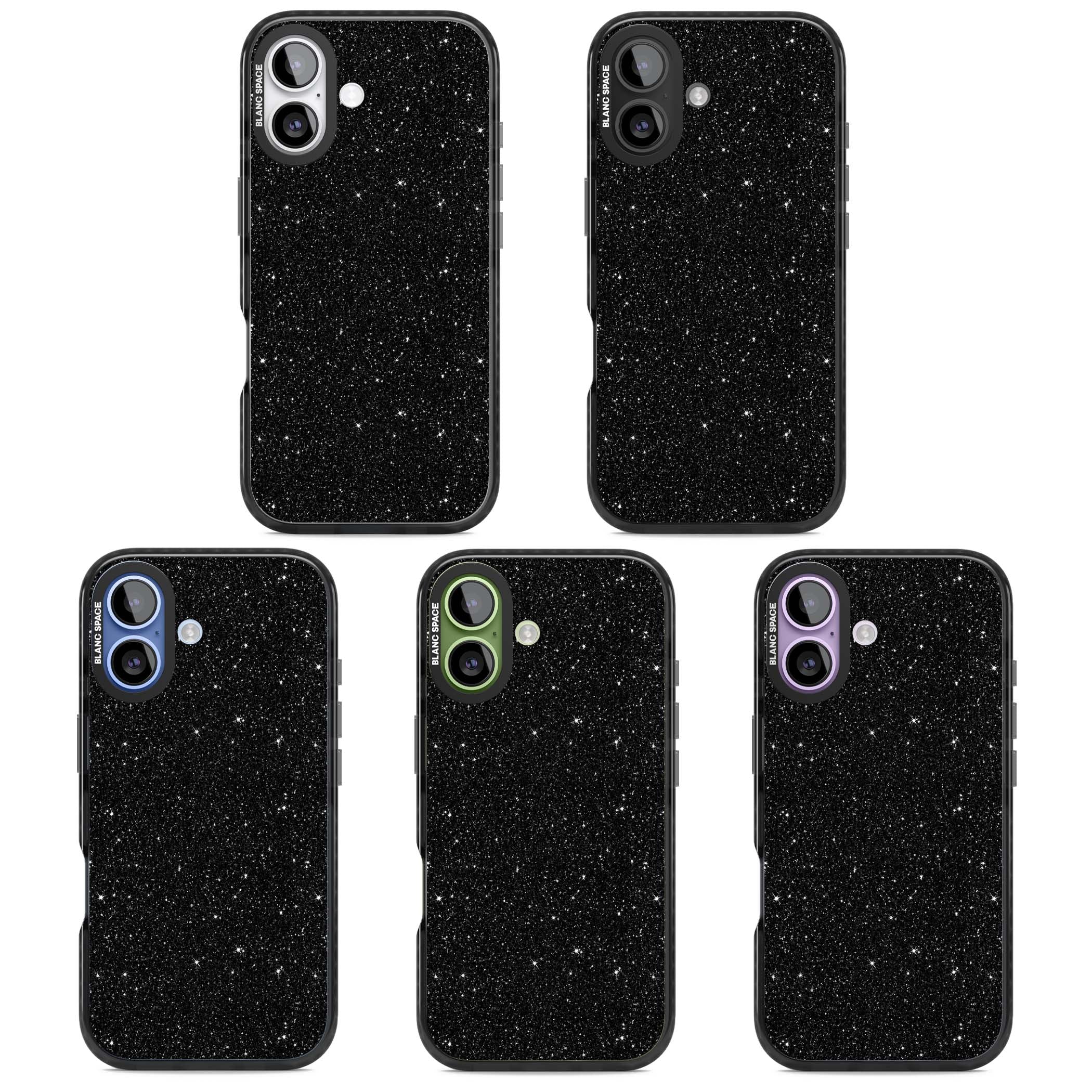 Black Glitter black glitter iPhone case featuring an all-over sparkly shimmer pattern on a jet black base | Black Impact Magsafe case for iPhone 17