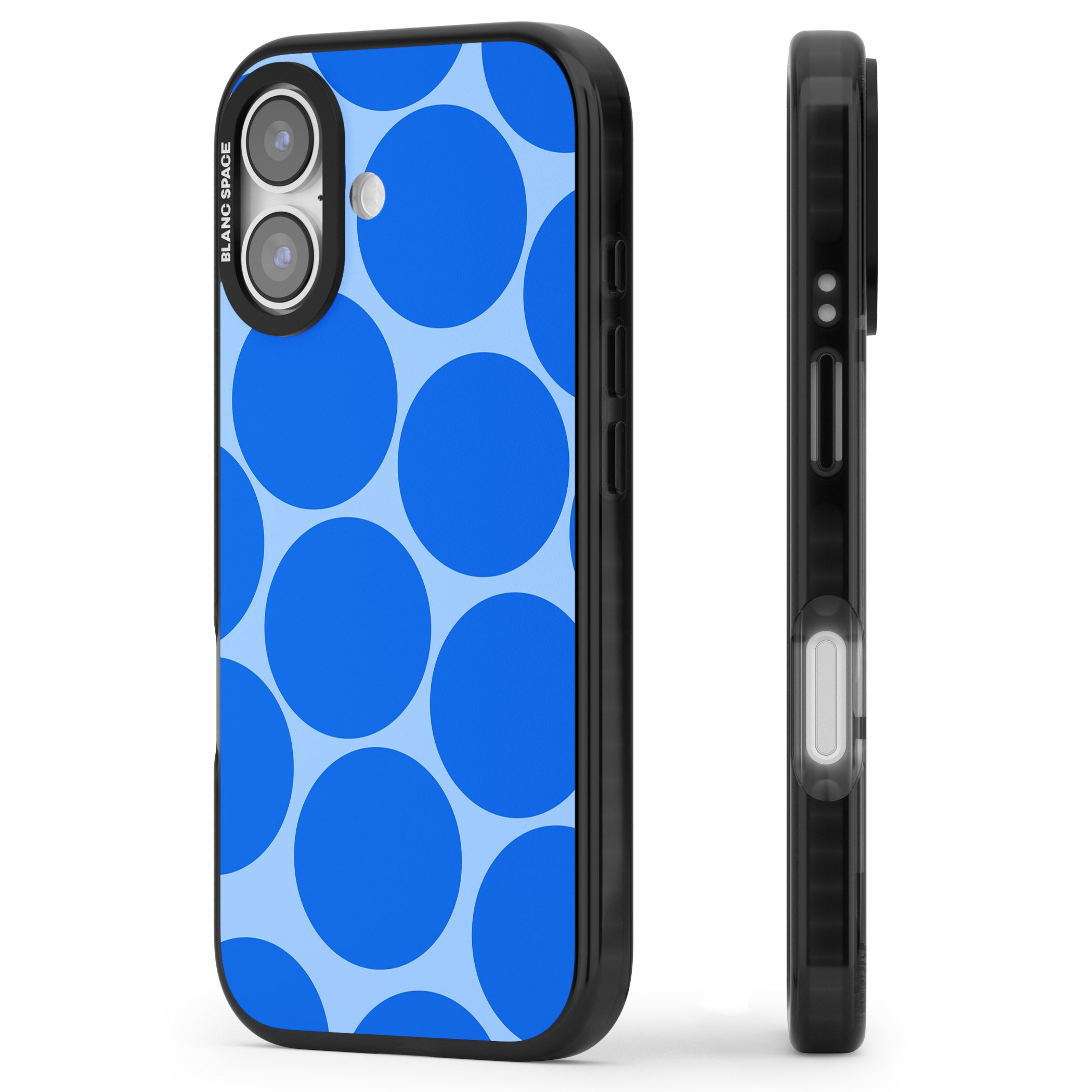 Retro Blue Dot iPhone 17 Impact Pro Black Phone Case Side Profile