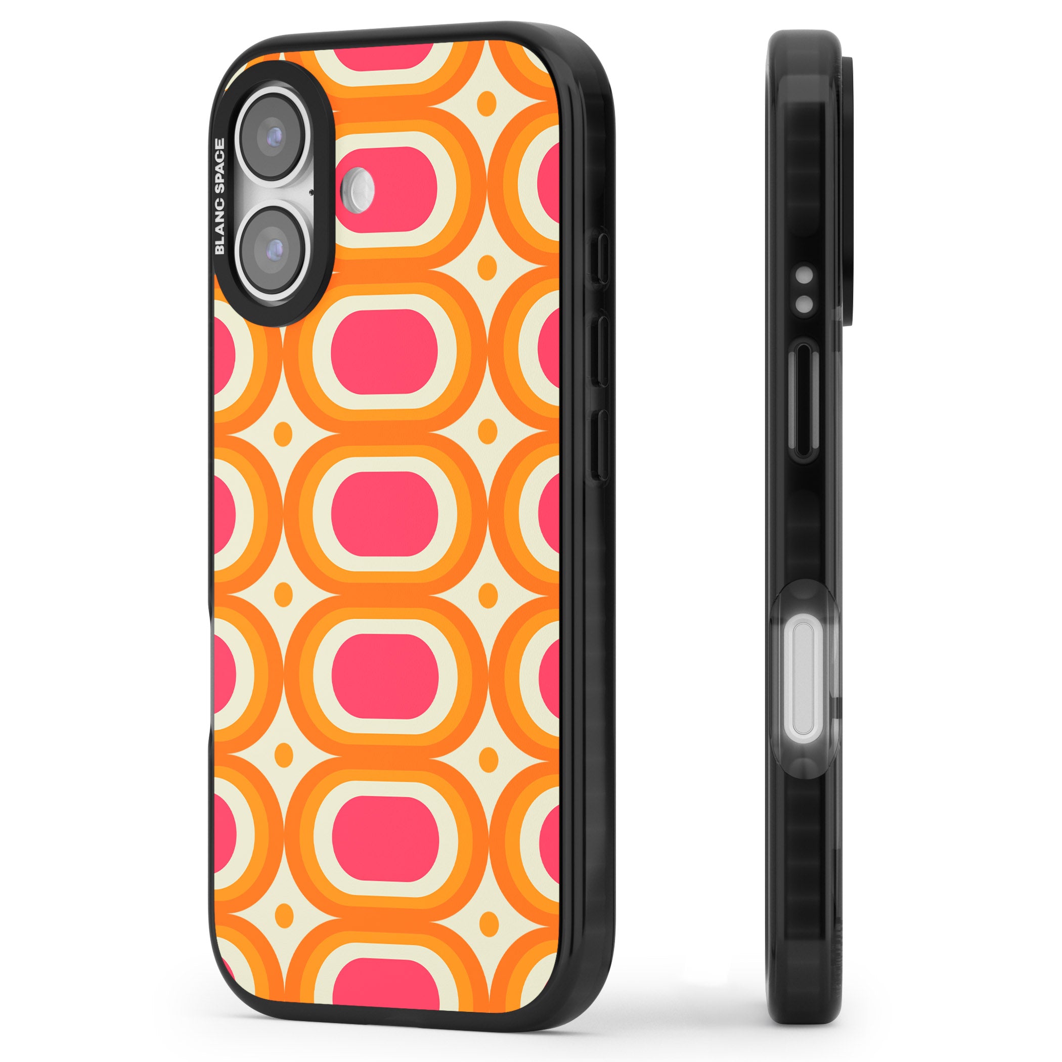 Groovy 60S Shape Pattern iPhone 17 Impact Pro Black Phone Case Side Profile