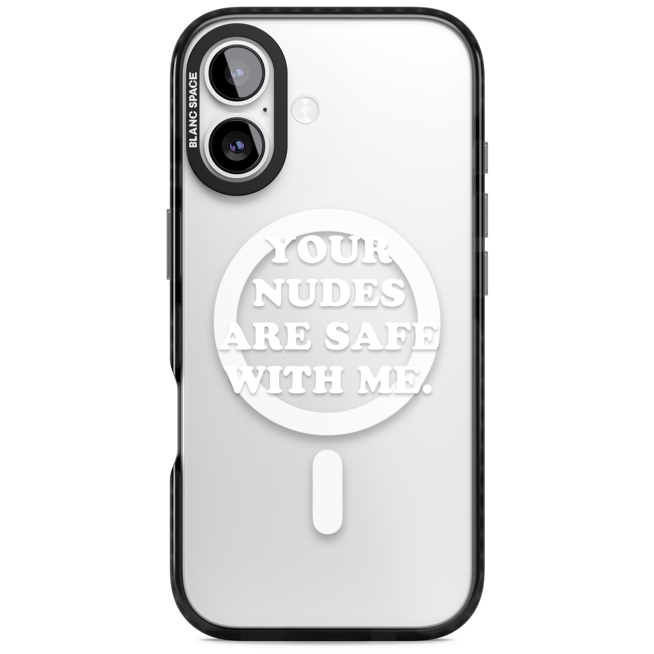 Your Nudes Are Safe White iPhone 17 Impact Pro Black Phone Case
