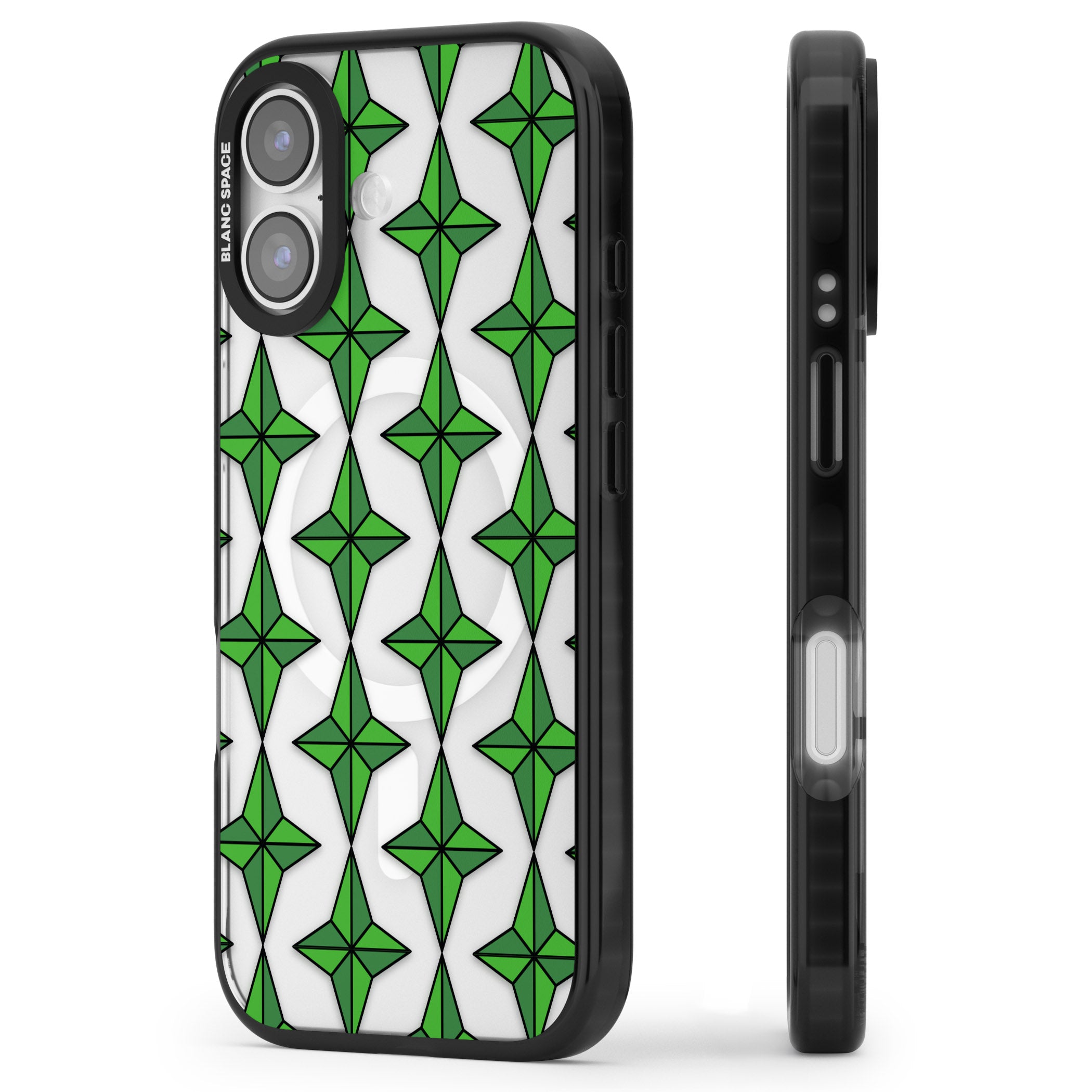 Emerald Stars Pattern (Clear) iPhone 17 Impact Pro Black Phone Case Side Profile