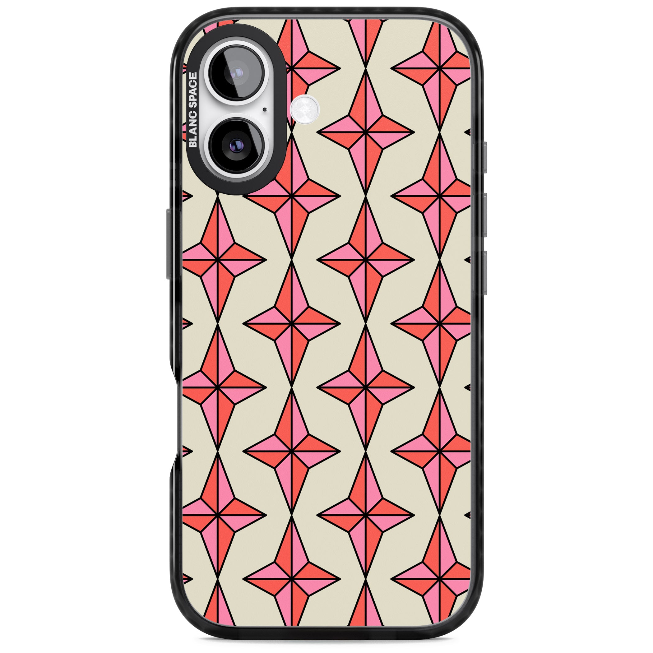 Rose Stars Pattern iPhone 17 Impact Pro Black Phone Case