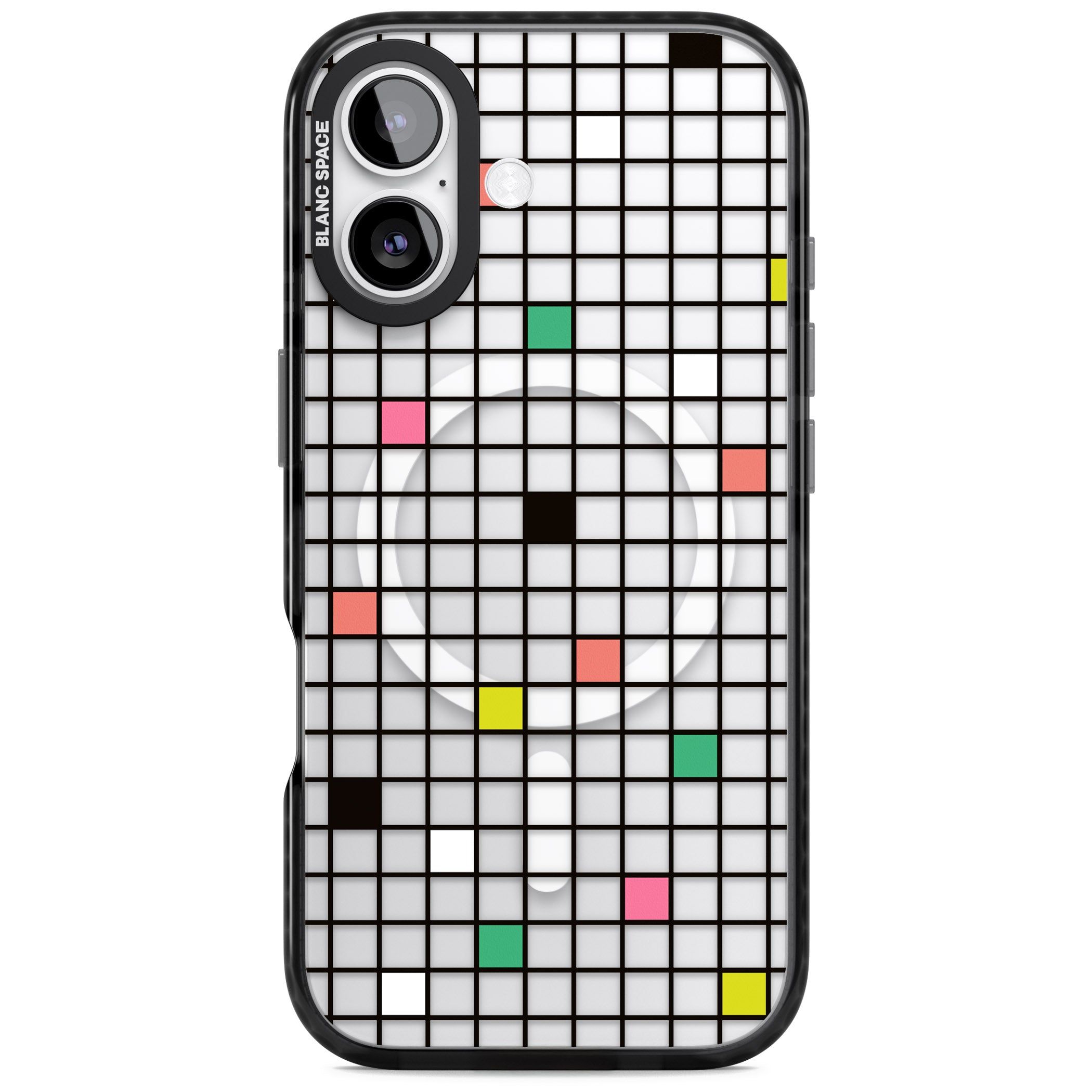 Vibrant Clear Geometric Grid iPhone 17 Impact Pro Black Phone Case