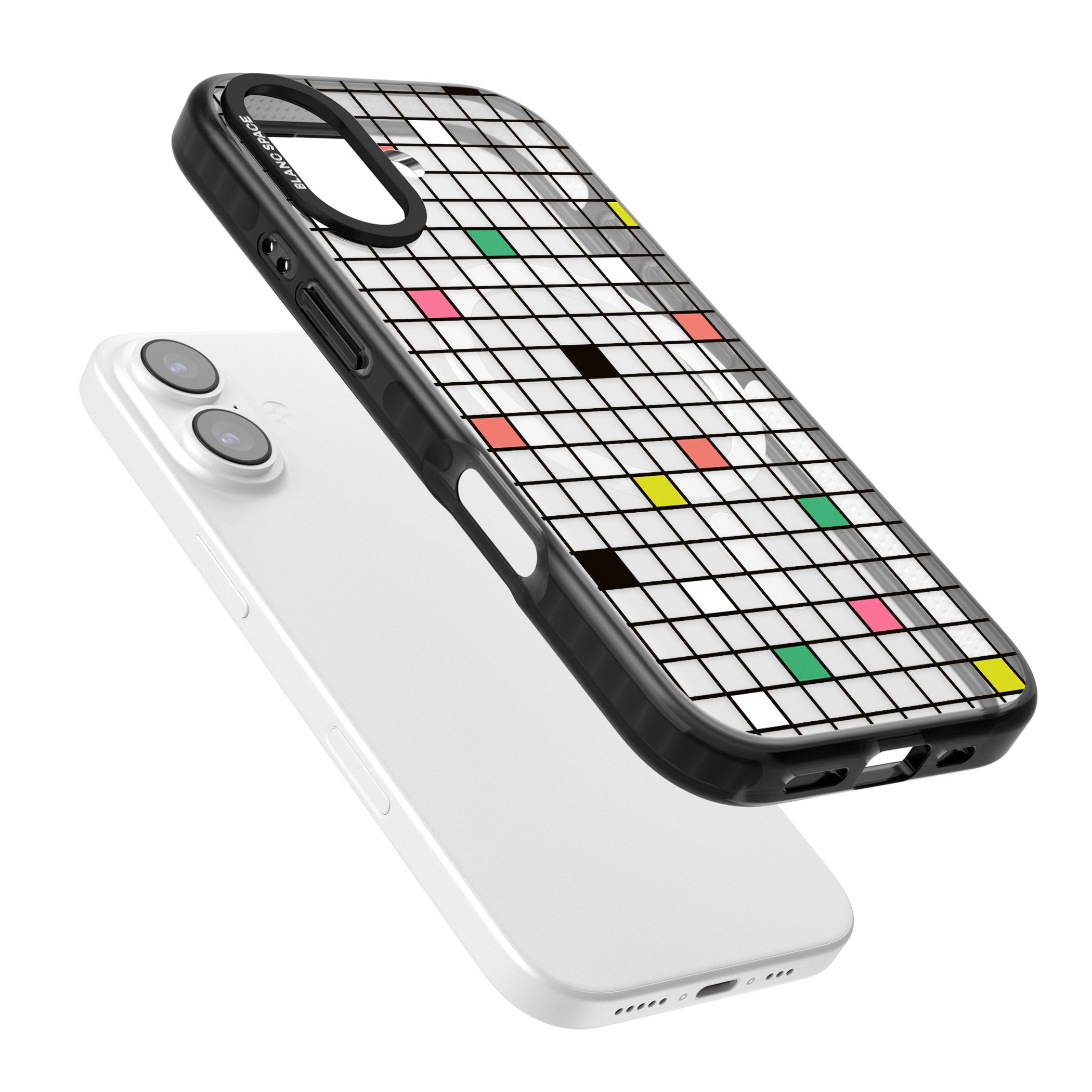 Vibrant Clear Geometric Grid iPhone 17 Impact Pro Black Phone Case Colours