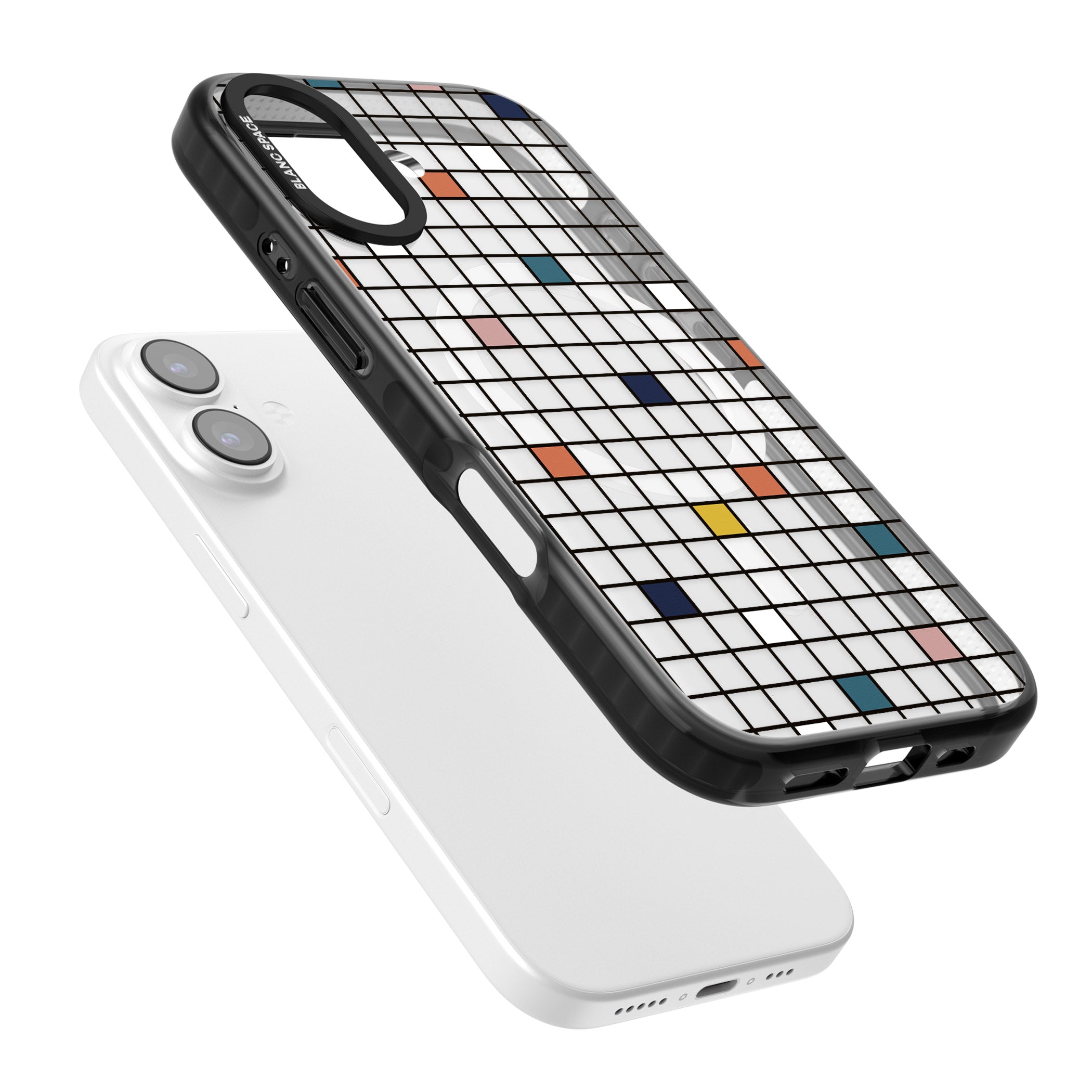 Earthtone Clear Geometric Grid iPhone 17 Impact Pro Black Phone Case Colours