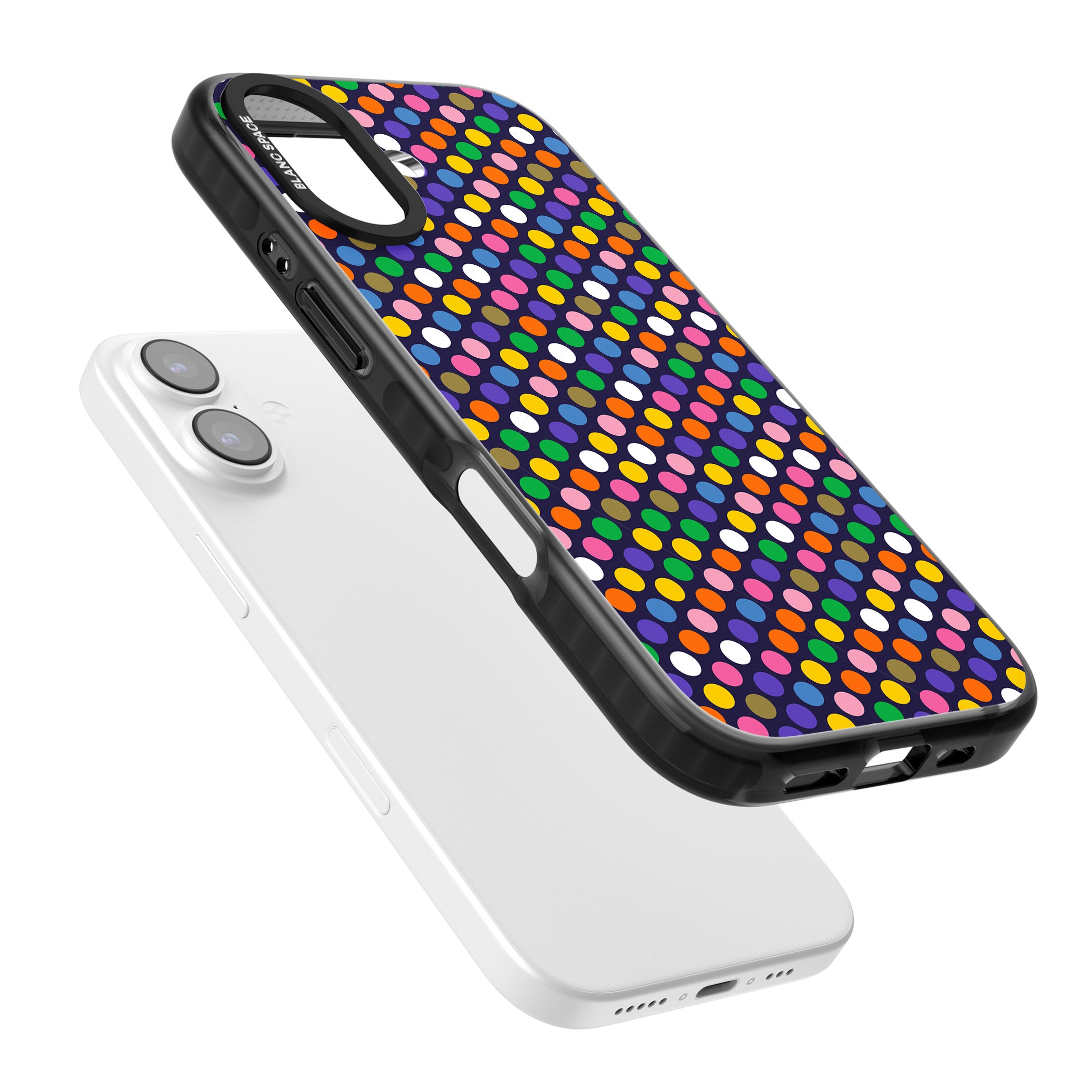 Multicolour Polka Dot Fiesta (Purple) iPhone 17 Impact Pro Black Phone Case Colours