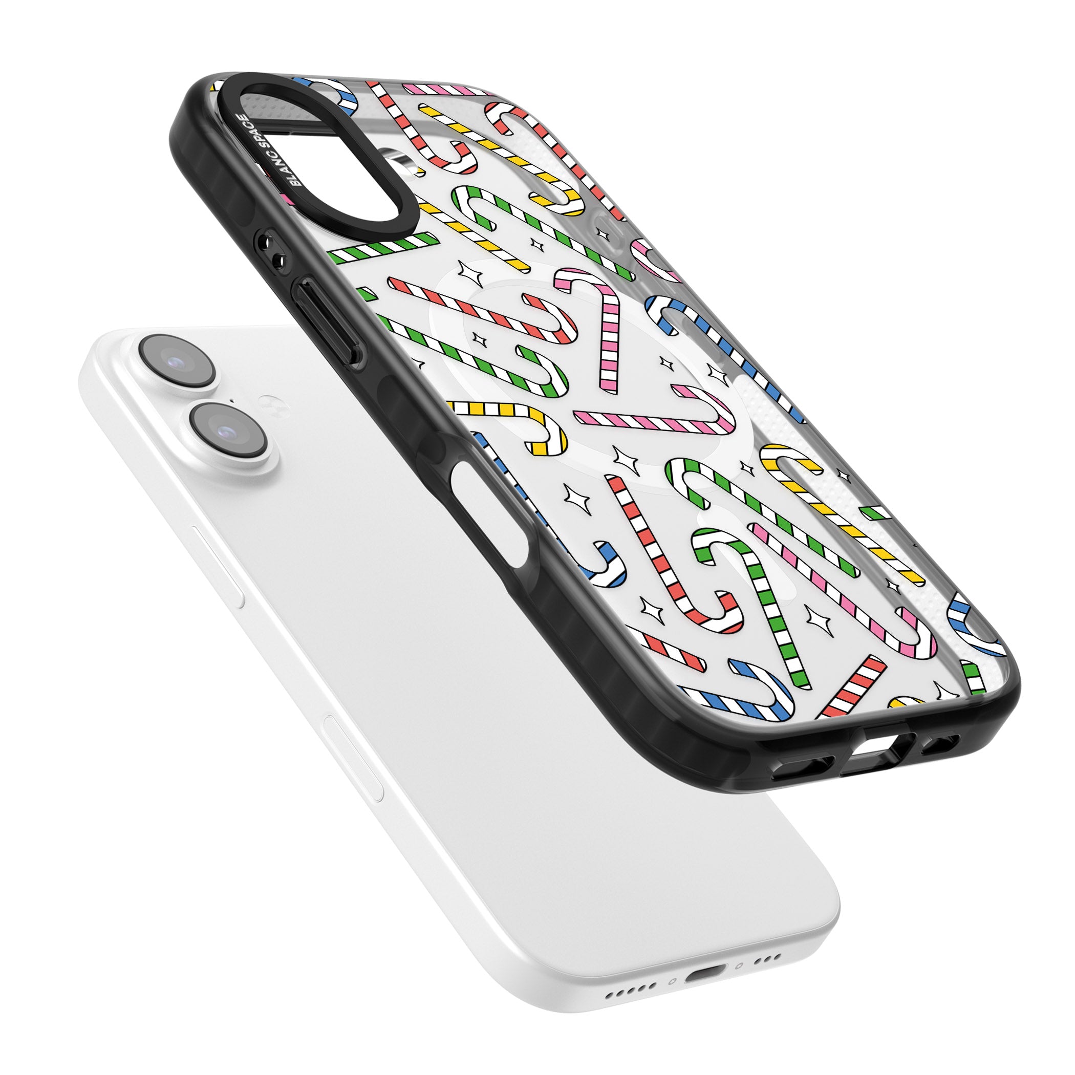 Colourful Stars & Candy Canes iPhone 17 Impact Pro Black Phone Case Colours