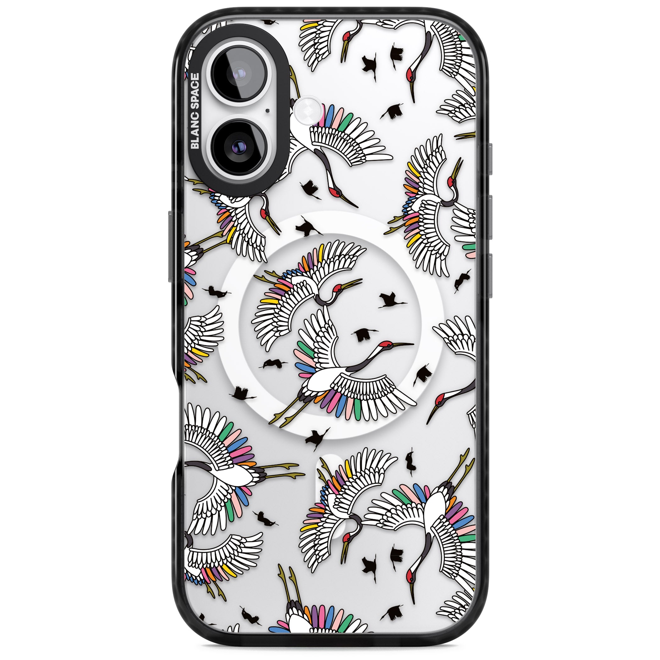 Colourful Crane Pattern iPhone 17 Impact Pro Black Phone Case